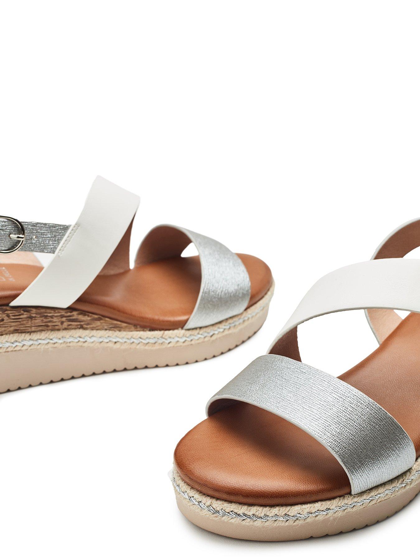Image 4 of 4 of Moda In Pelle Joani Off White Porvair Cross Strap Upper Sling Back Sandal - Multi