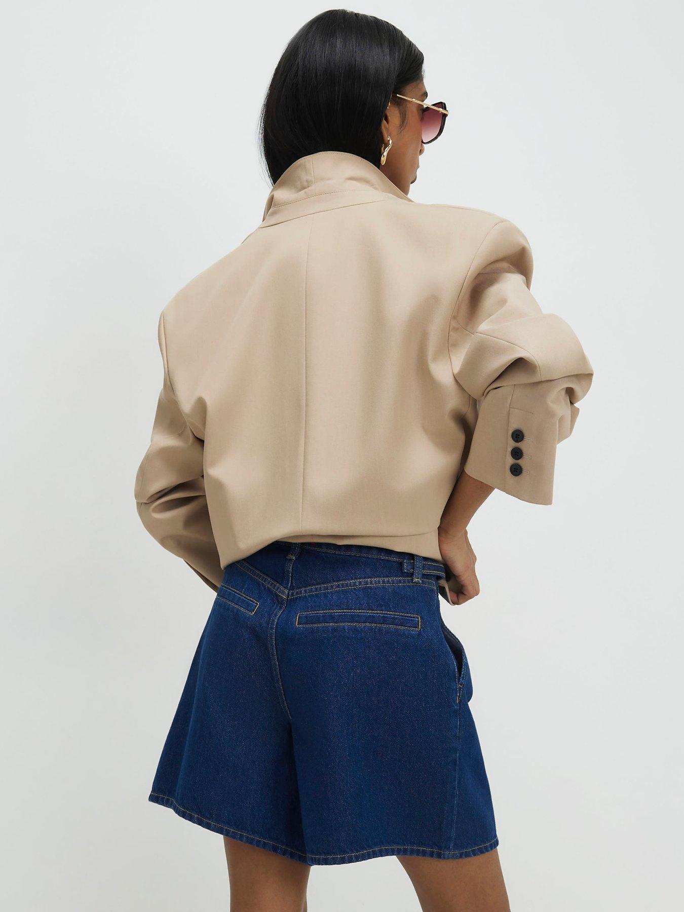 Image 2 of 5 of River Island Belted Waist Tailored Short - Blue
