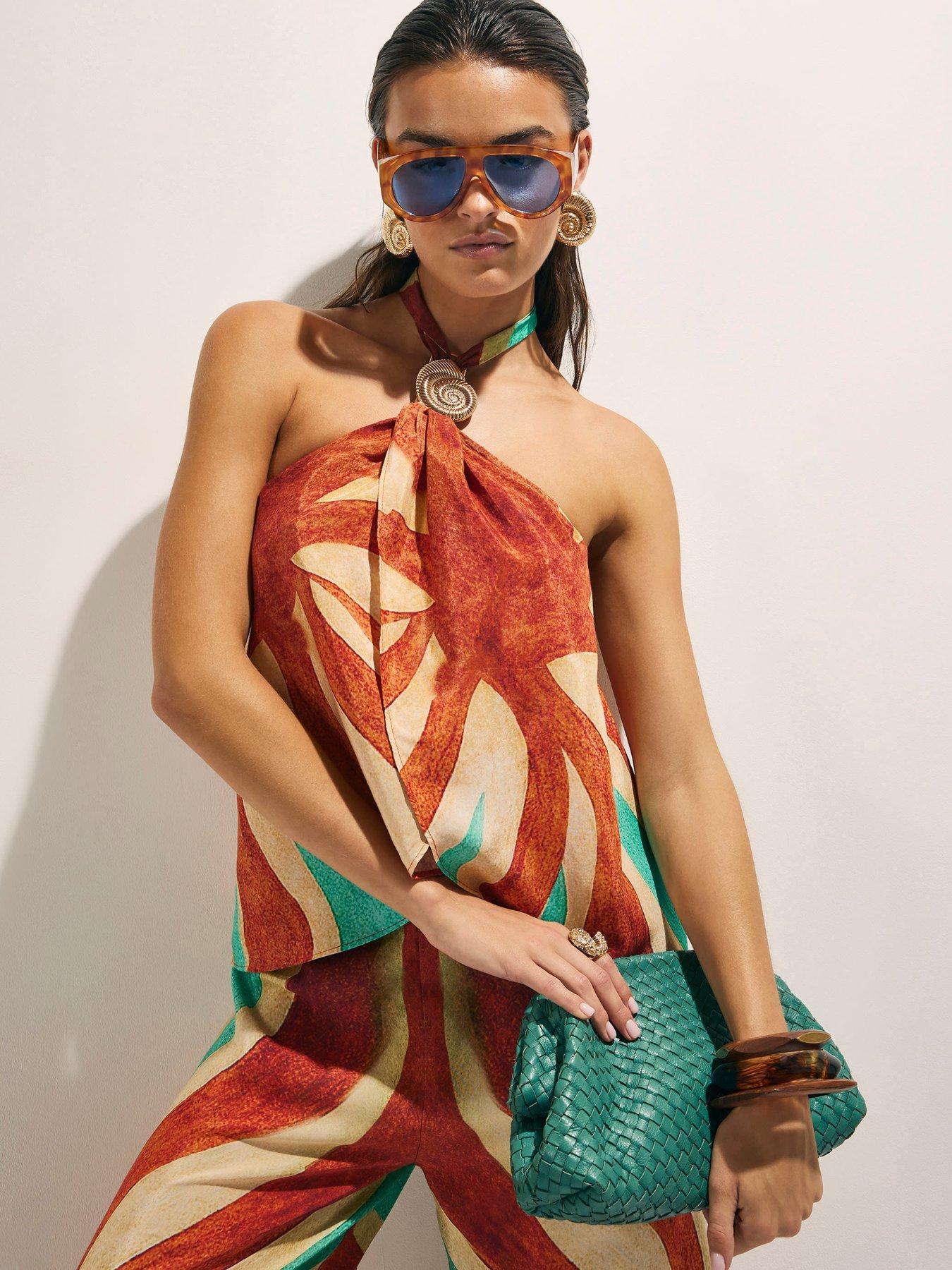 River Island Swirl Print Halter - Brown