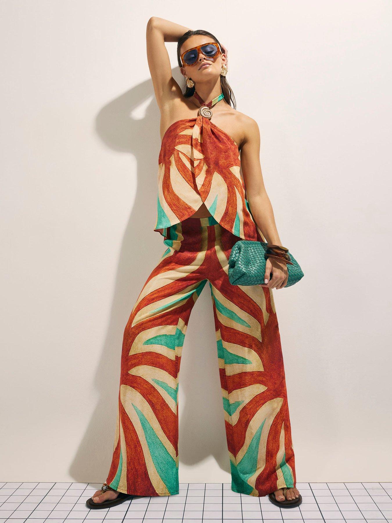 River Island Swirl Print Trousers - Brown