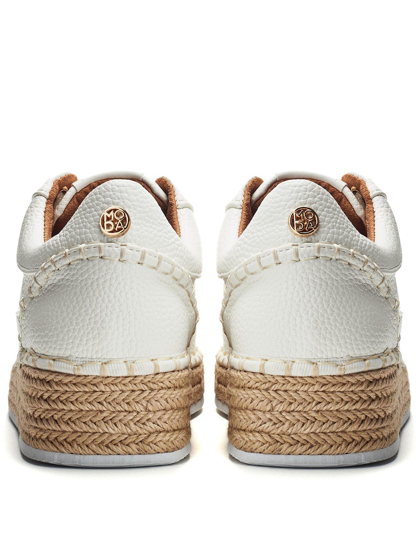 Image 3 of 4 of Moda In Pelle Corie Espadrile Wedge Lace Up Trainer - White Porvair