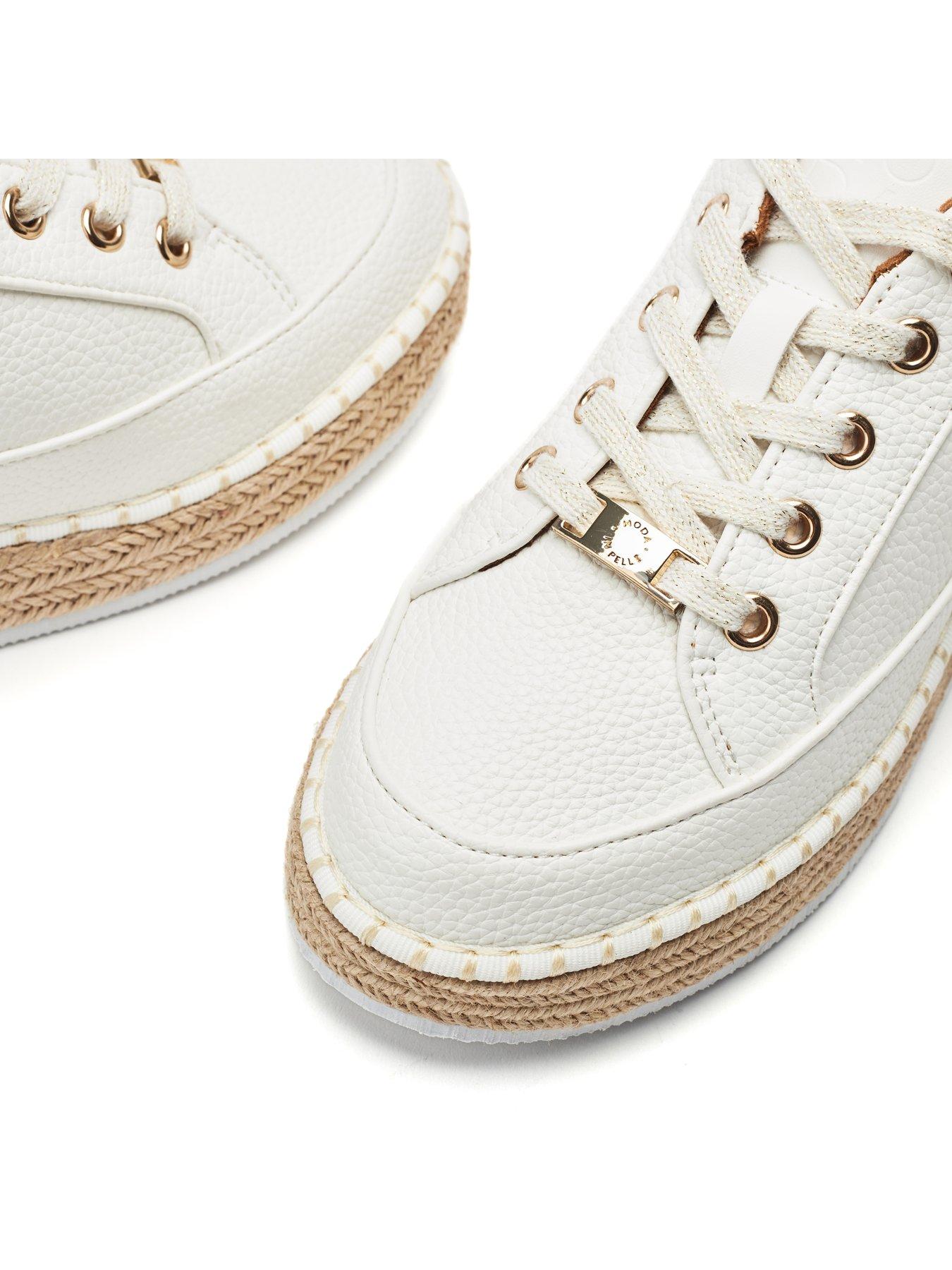 Image 4 of 4 of Moda In Pelle Corie Espadrile Wedge Lace Up Trainer - White Porvair