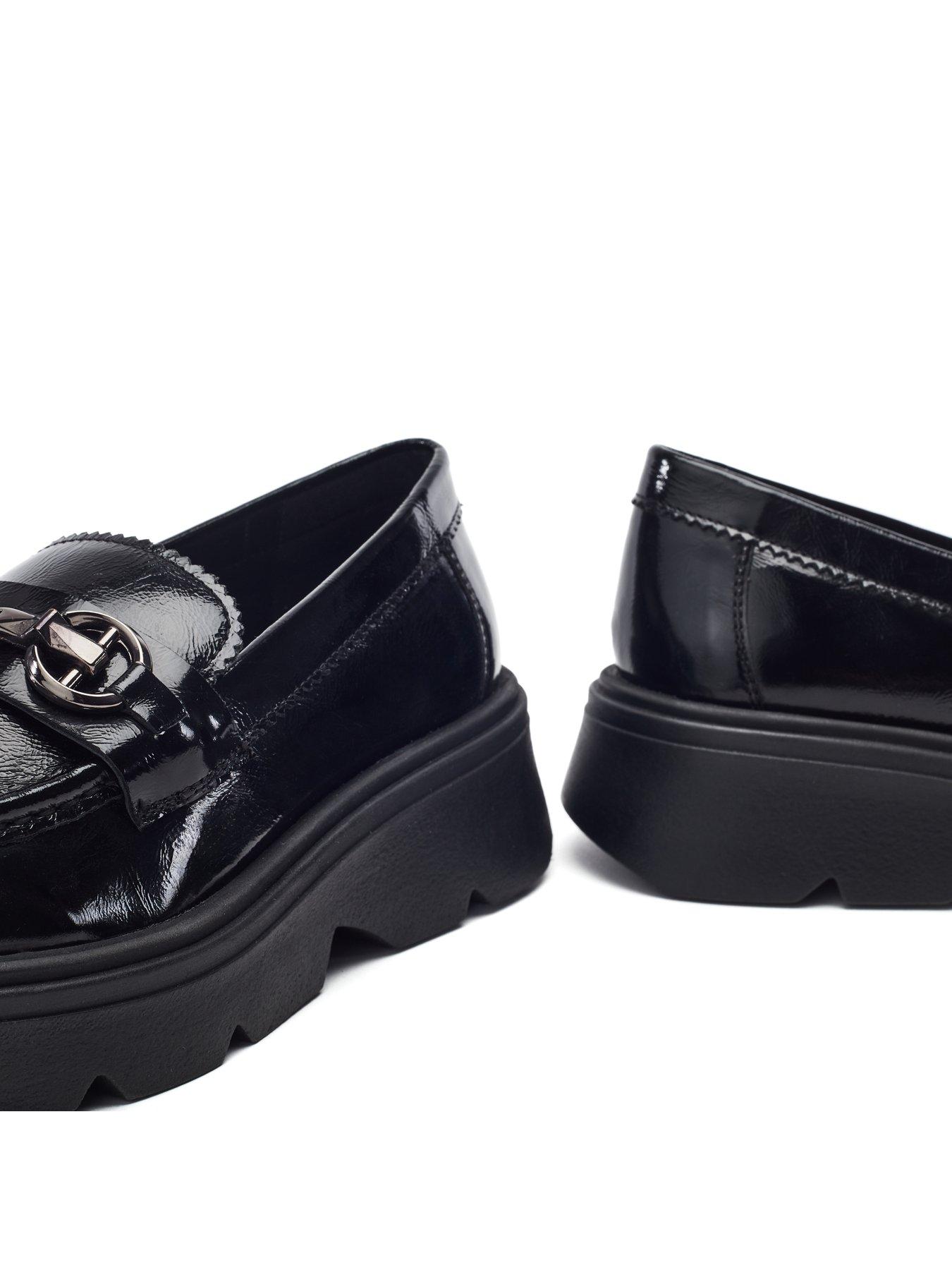 Image 4 of 4 of Moda In Pelle Eisa Leather Chunky Loafer With Detailed Apron Trim - Black