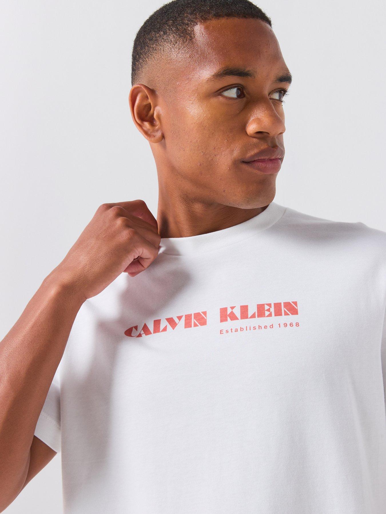 Image 4 of 6 of Calvin Klein Jeans Back Print Palm Graphic T-Shirt - White