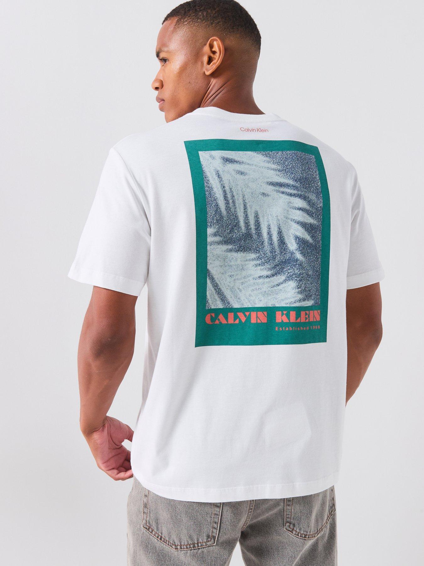 Image 5 of 6 of Calvin Klein Jeans Back Print Palm Graphic T-Shirt - White