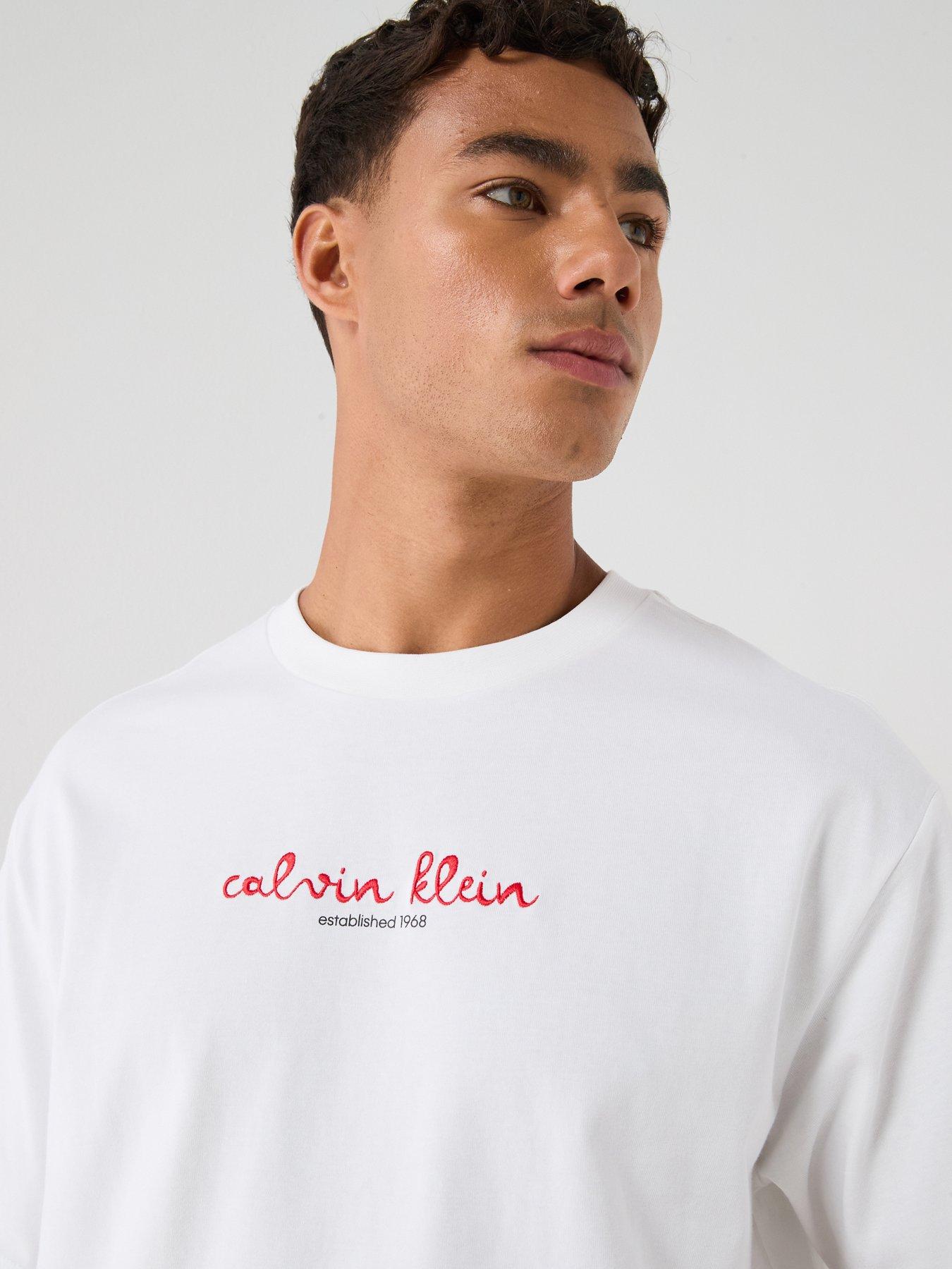Image 4 of 6 of Calvin Klein Jeans Travel Lines Back Graphic T-Shirt - White
