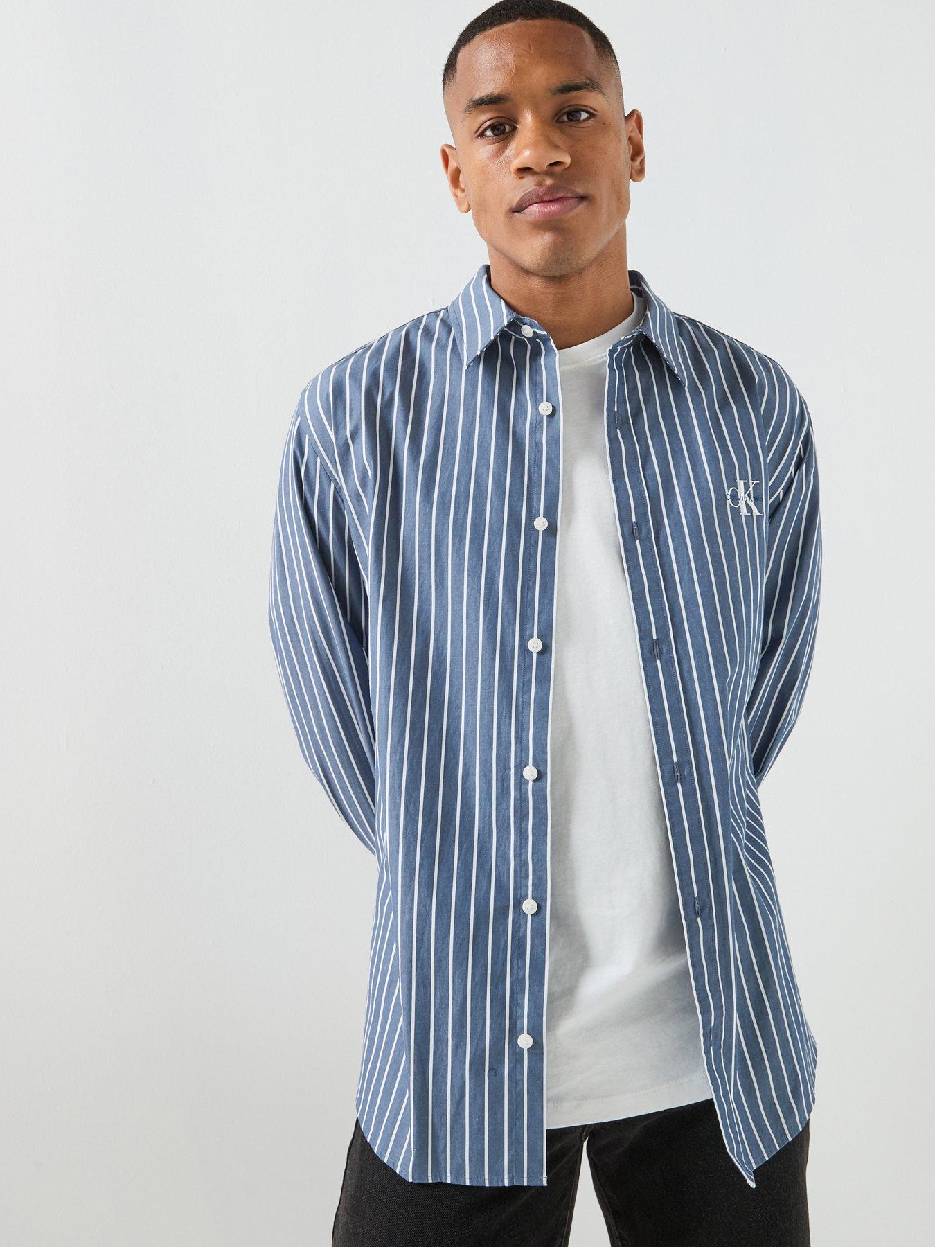 Calvin Klein Jeans LS Yd Stripe Washed Poplin Relaxed Shirt - Navy