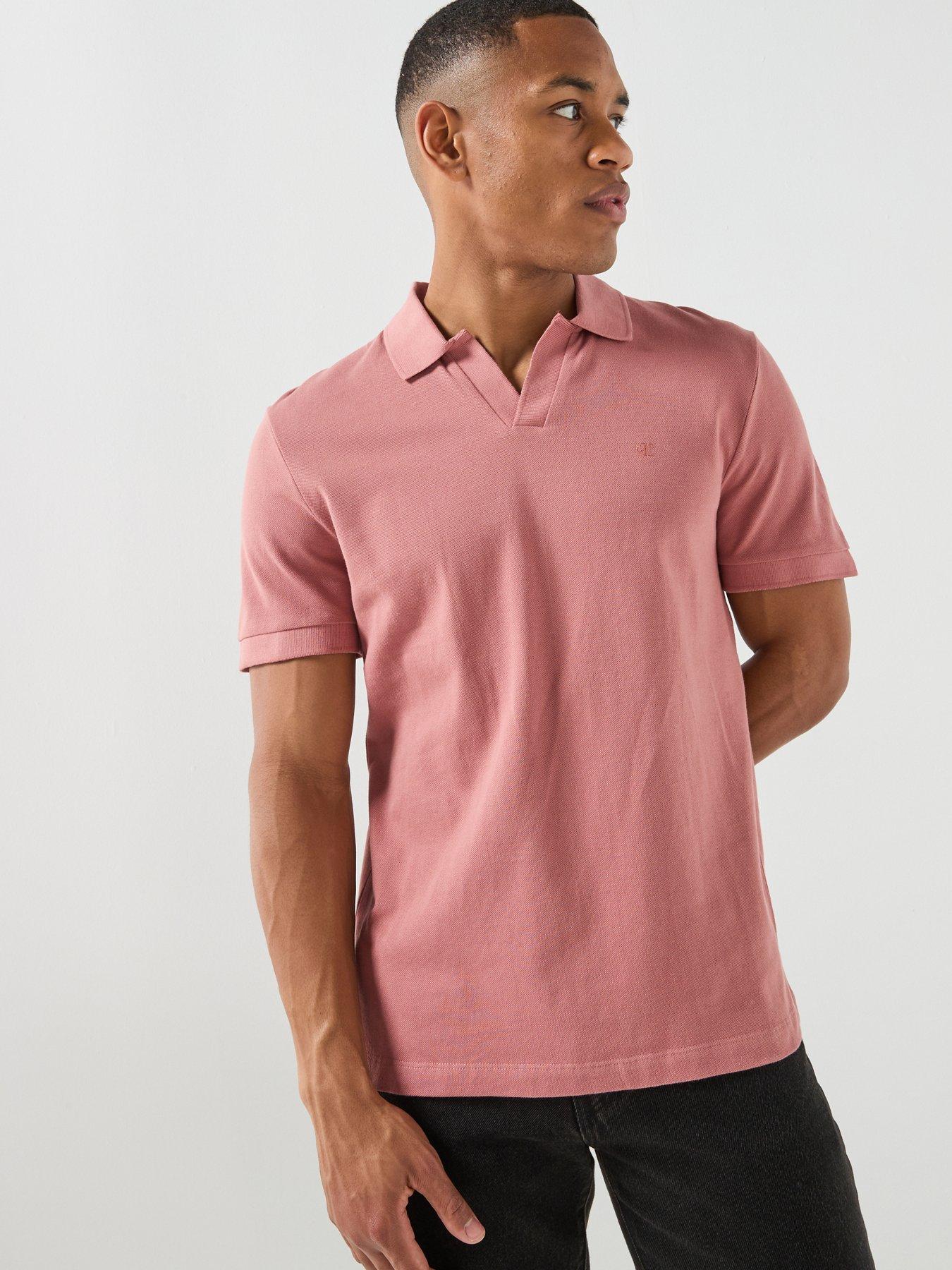 Calvin Klein Jeans Open Collar Casual Pique Polo Shirt - Red