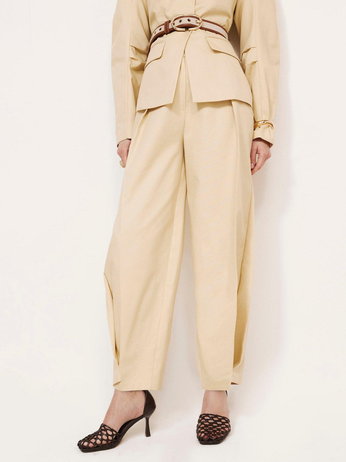 River Island Cotton Tapered Trousers - Yellow