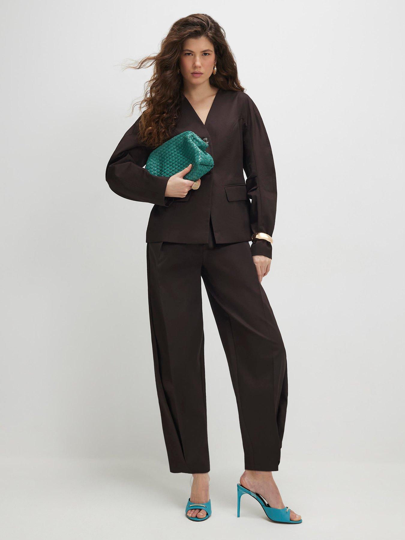 River Island Cotton Tapered Trousers - Brown