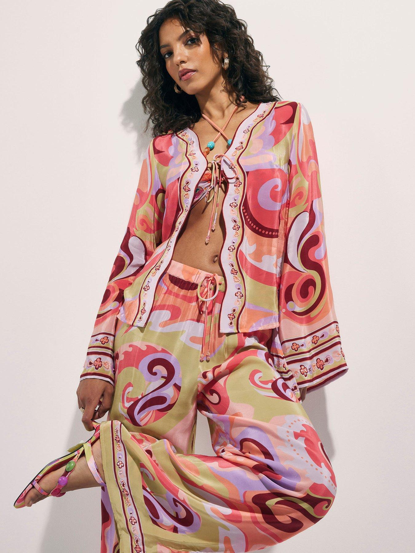 River Island Swirl Print Cover Up - Orange
