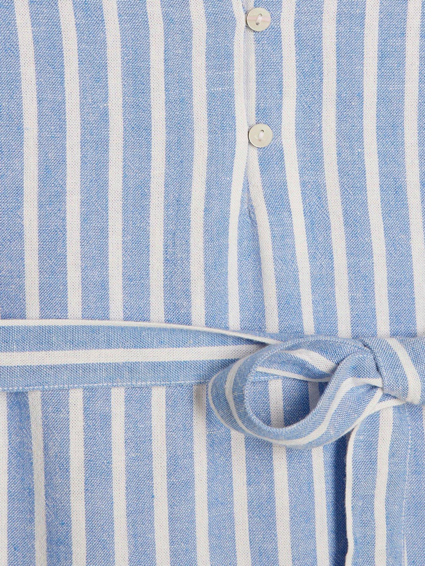 Image 6 of 6 of River Island Linen Frill Belt Dress - Blue