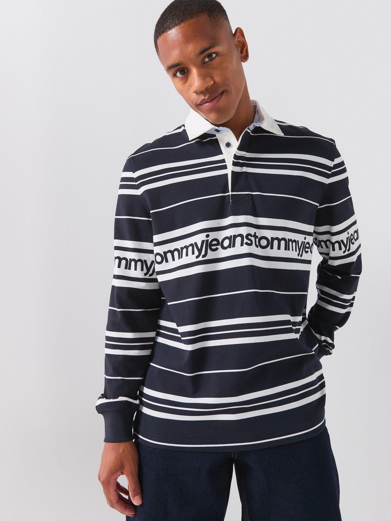 Tommy Jeans Relaxed Fit Stripe Rugby Polo - Navy