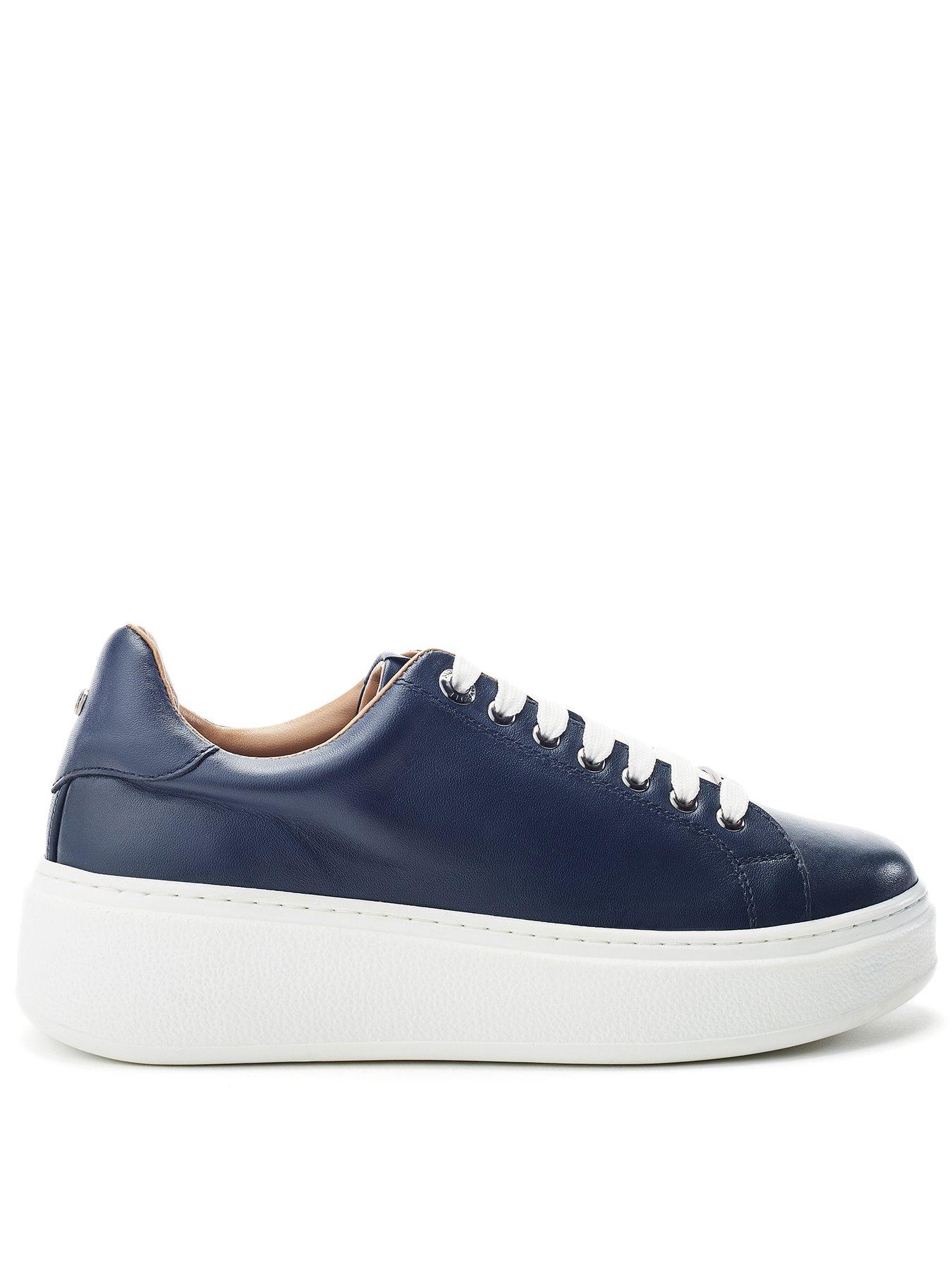 moda-in-pelle-cherrie-navy-leather-slab-sole-trainerfront