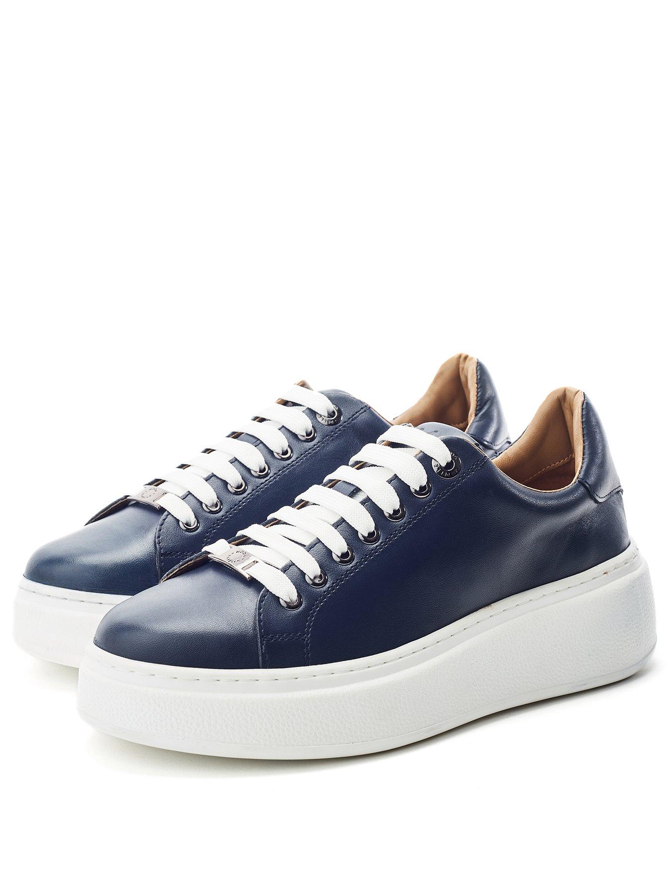 moda-in-pelle-cherrie-navy-leather-slab-sole-trainerstillFront