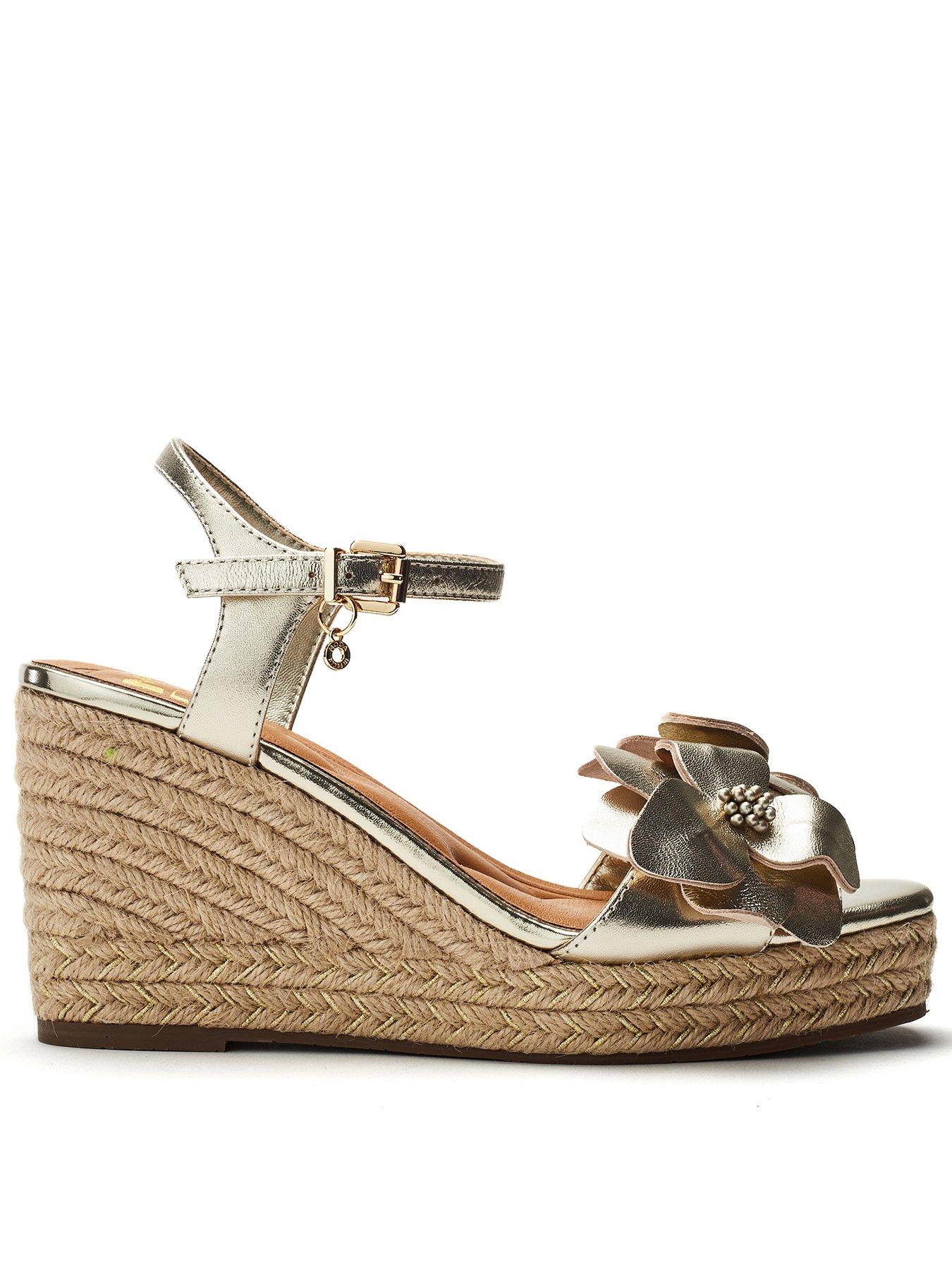 moda-in-pelle-mistee-champagne-leather-flower-detail-wedgestillFront