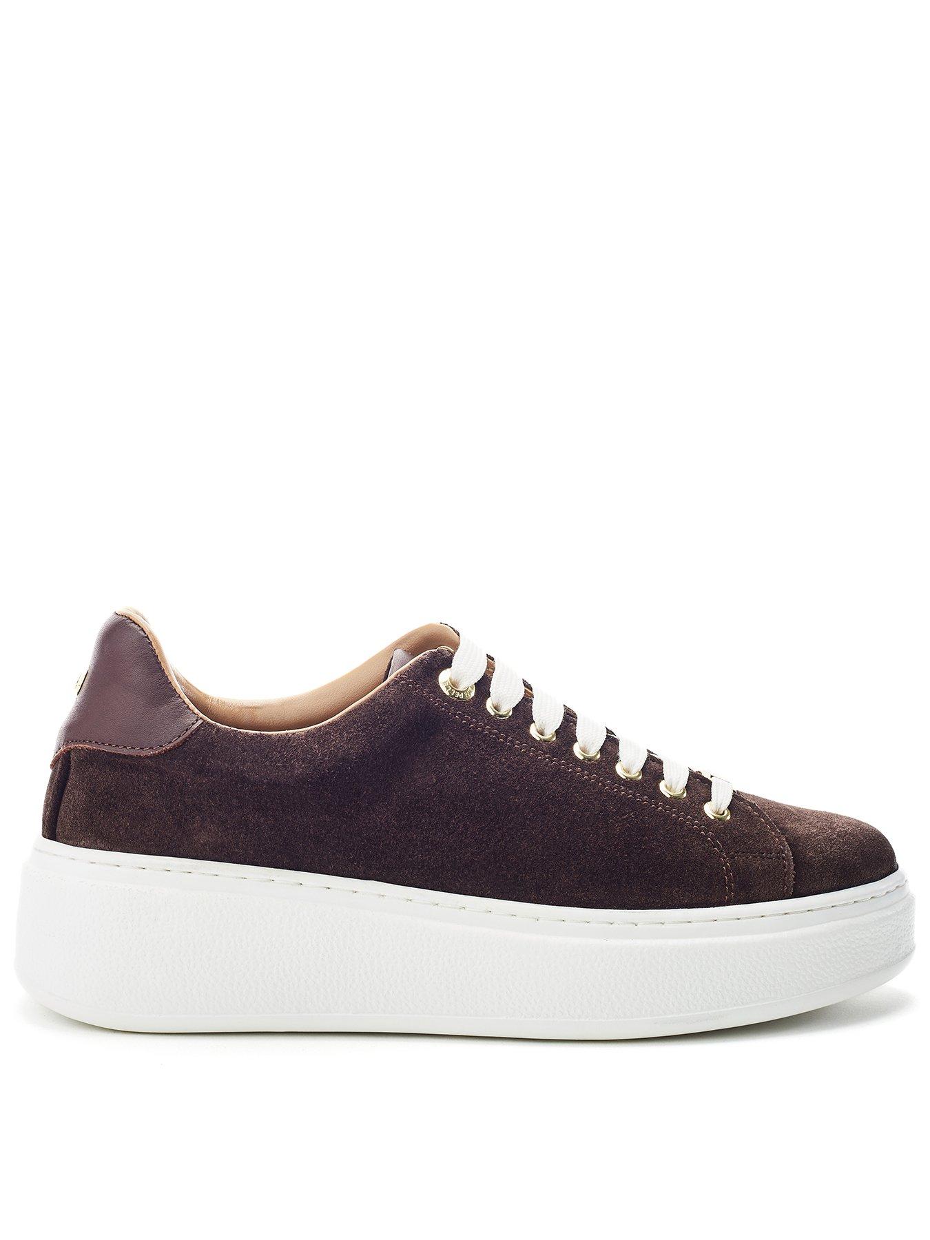 Moda In Pelle Cherrie Brown Suede Slab Sole Trainer