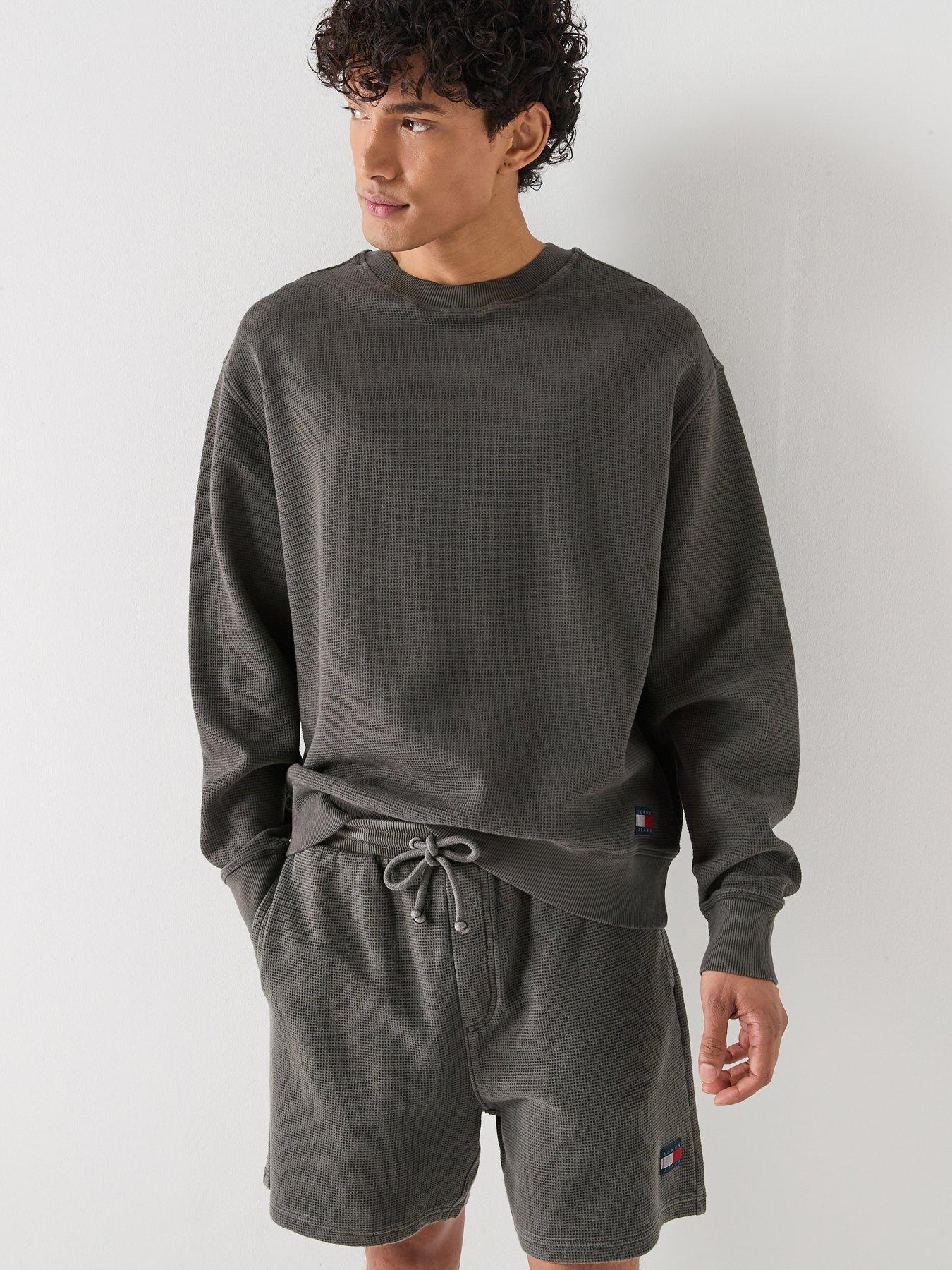 Tommy Jeans Relaxed Washed Waffle Crew Sweatshirt - Black