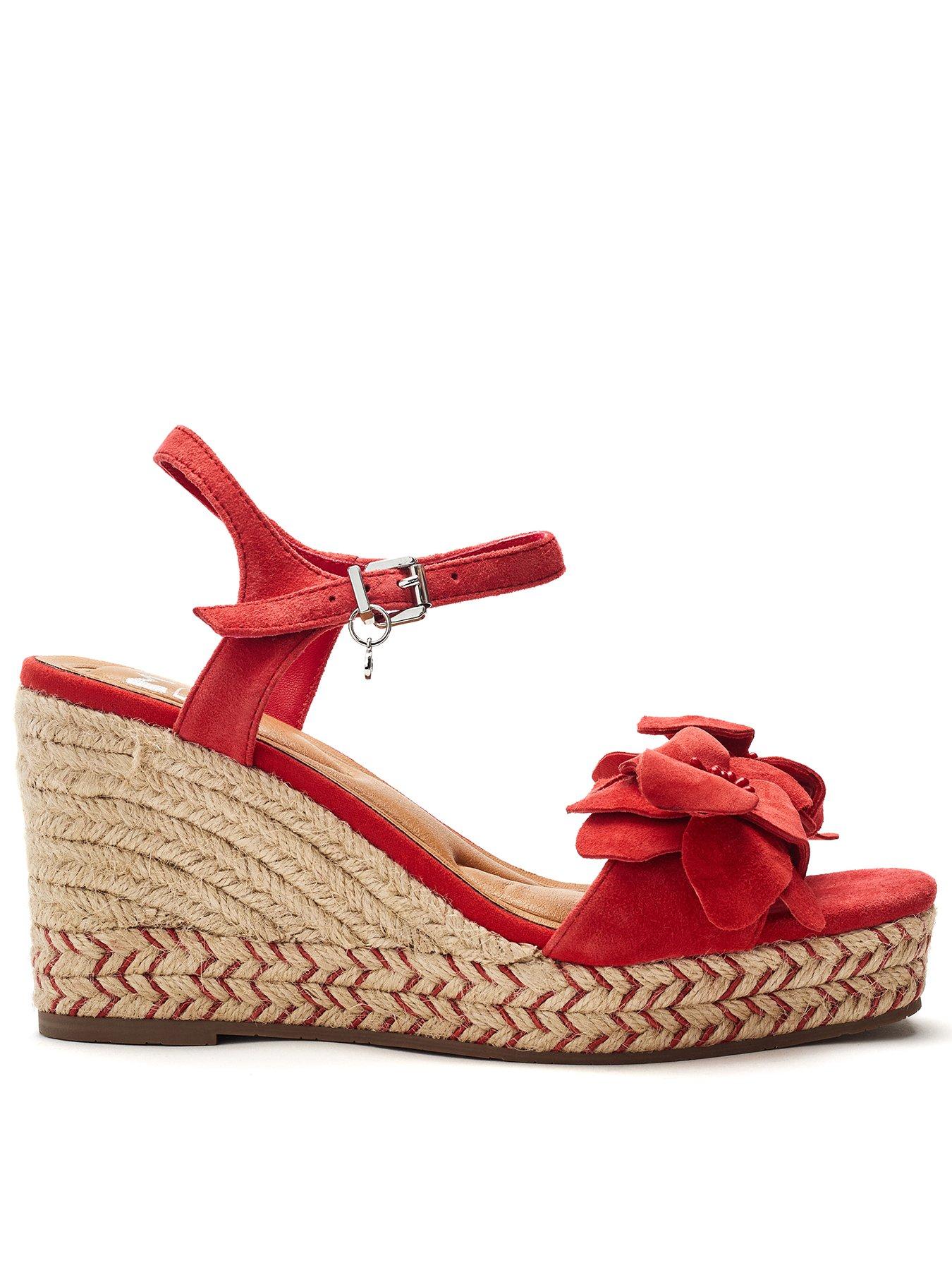 moda-in-pelle-mistee-red-suede-flower-detail-wedgestillFront