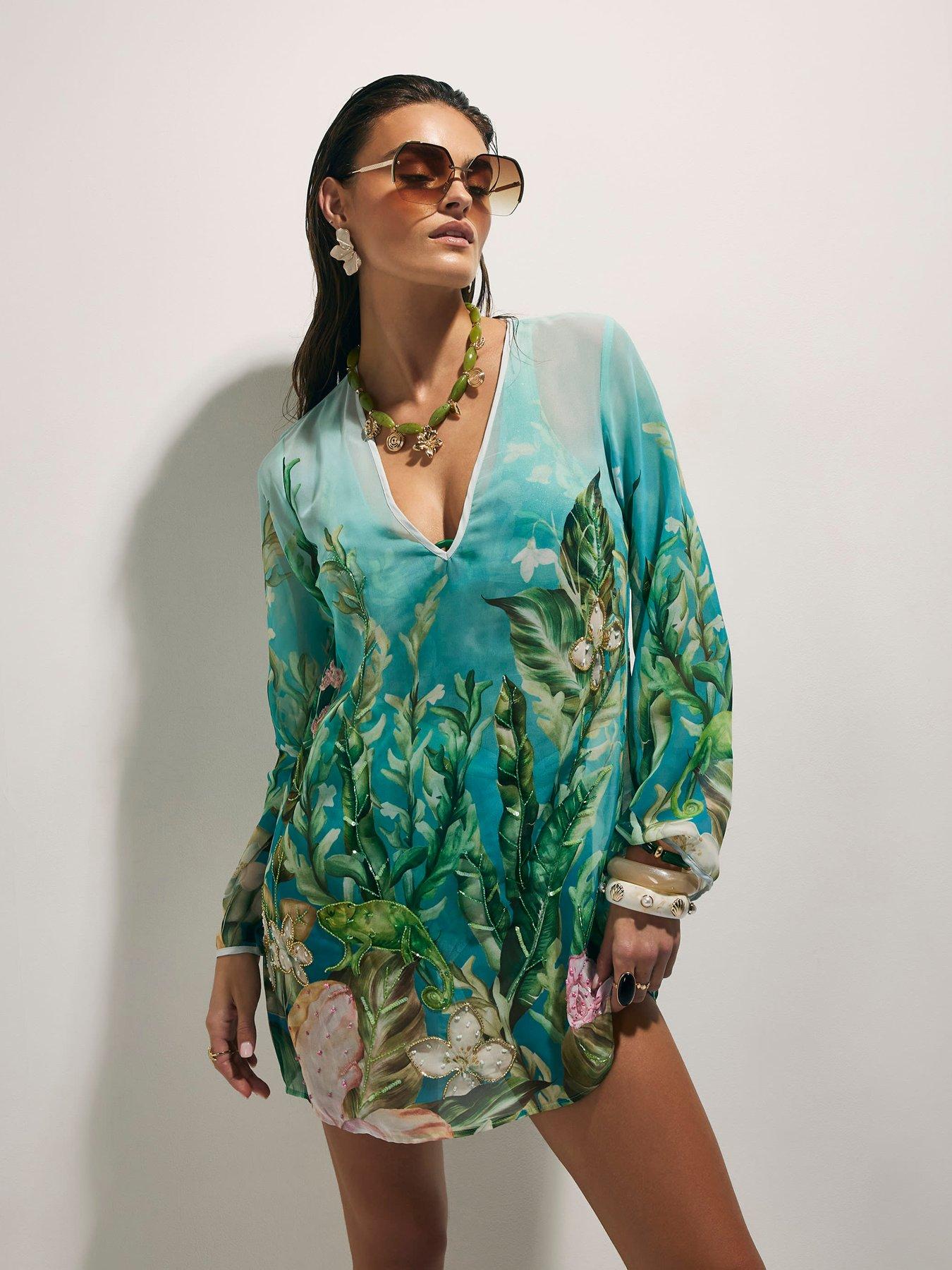 Image 1 of 4 of River Island Lotus Tunic - Blue