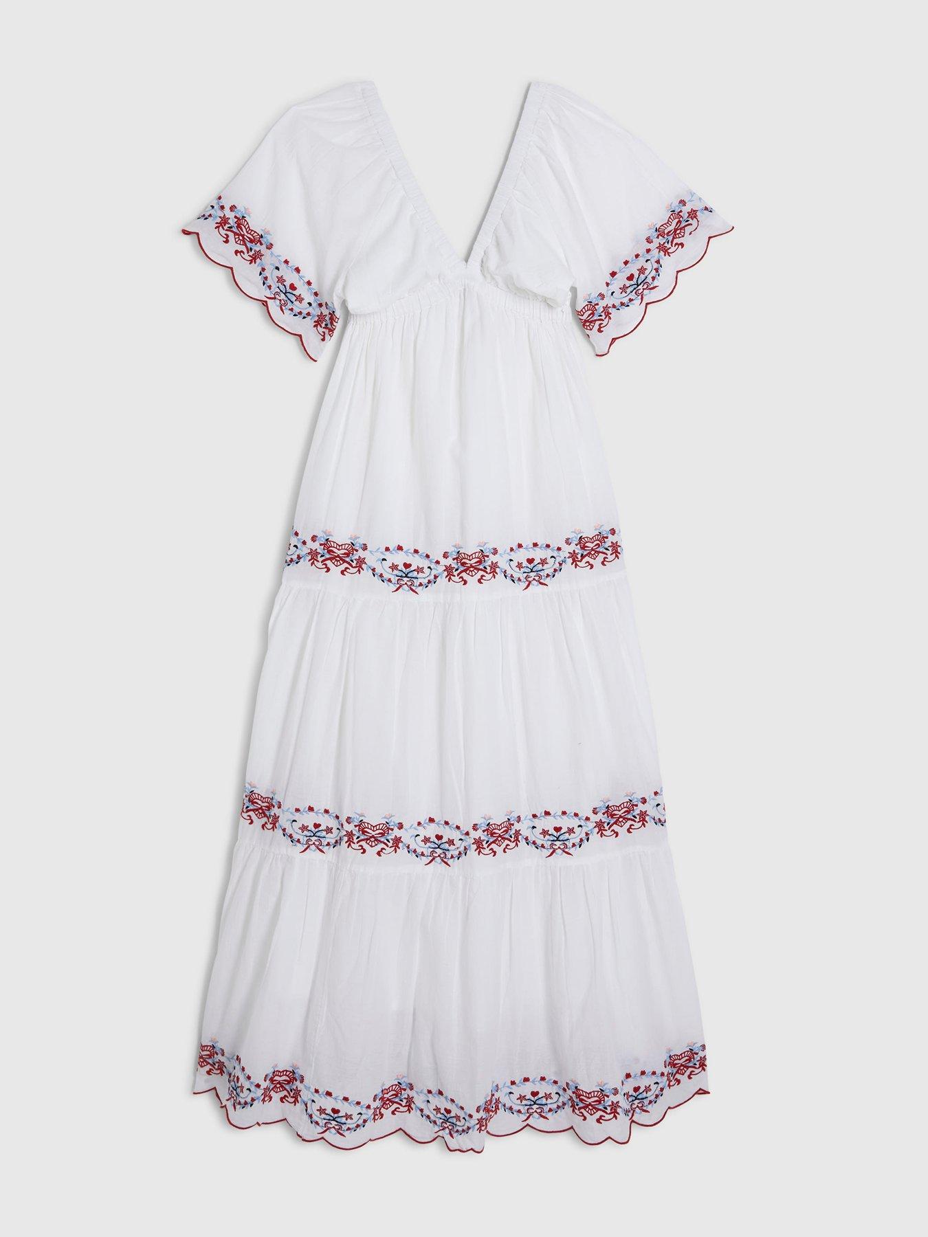 Image 4 of 5 of River Island Emb Resort Maxi Dress- White