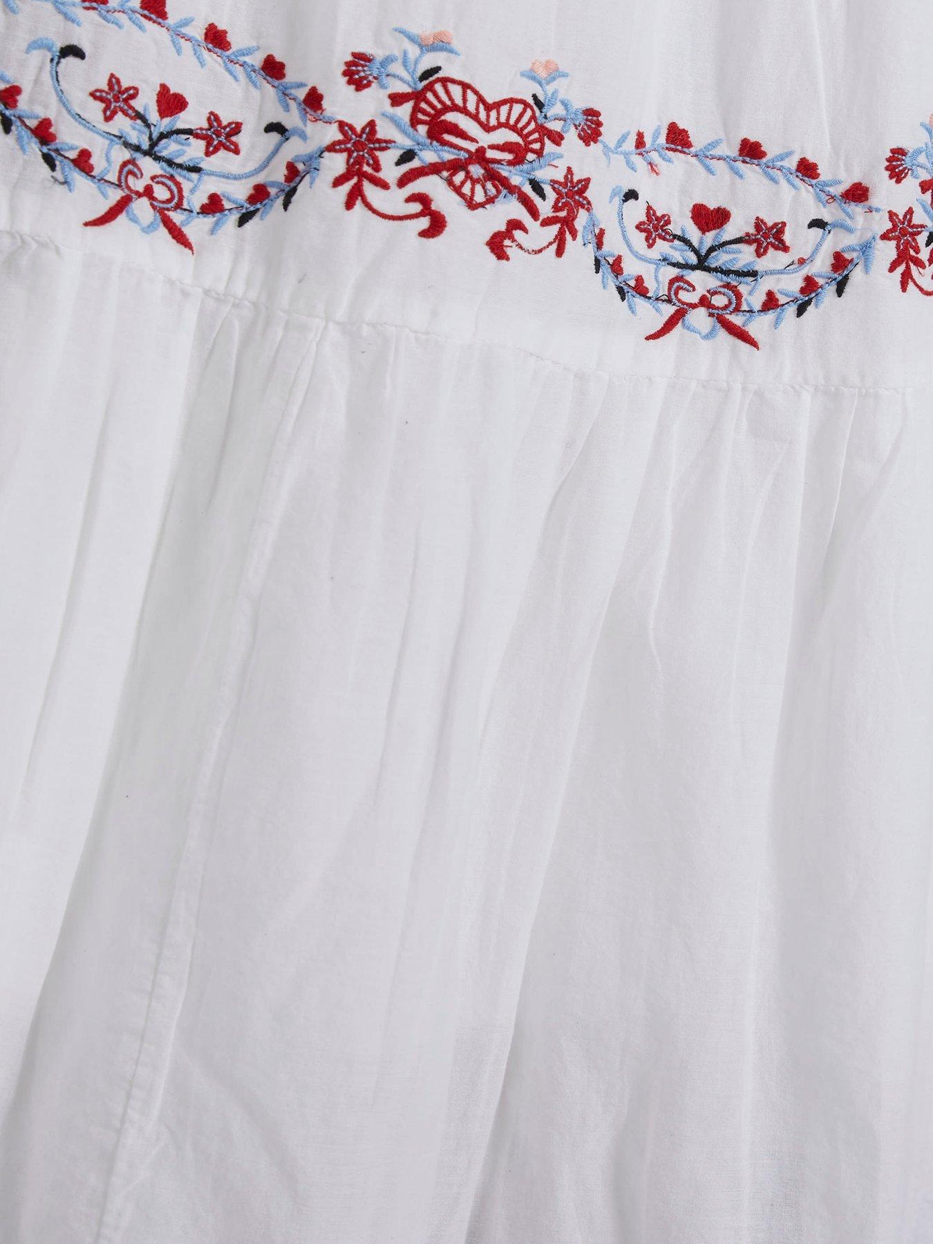 Image 5 of 5 of River Island Emb Resort Maxi Dress- White
