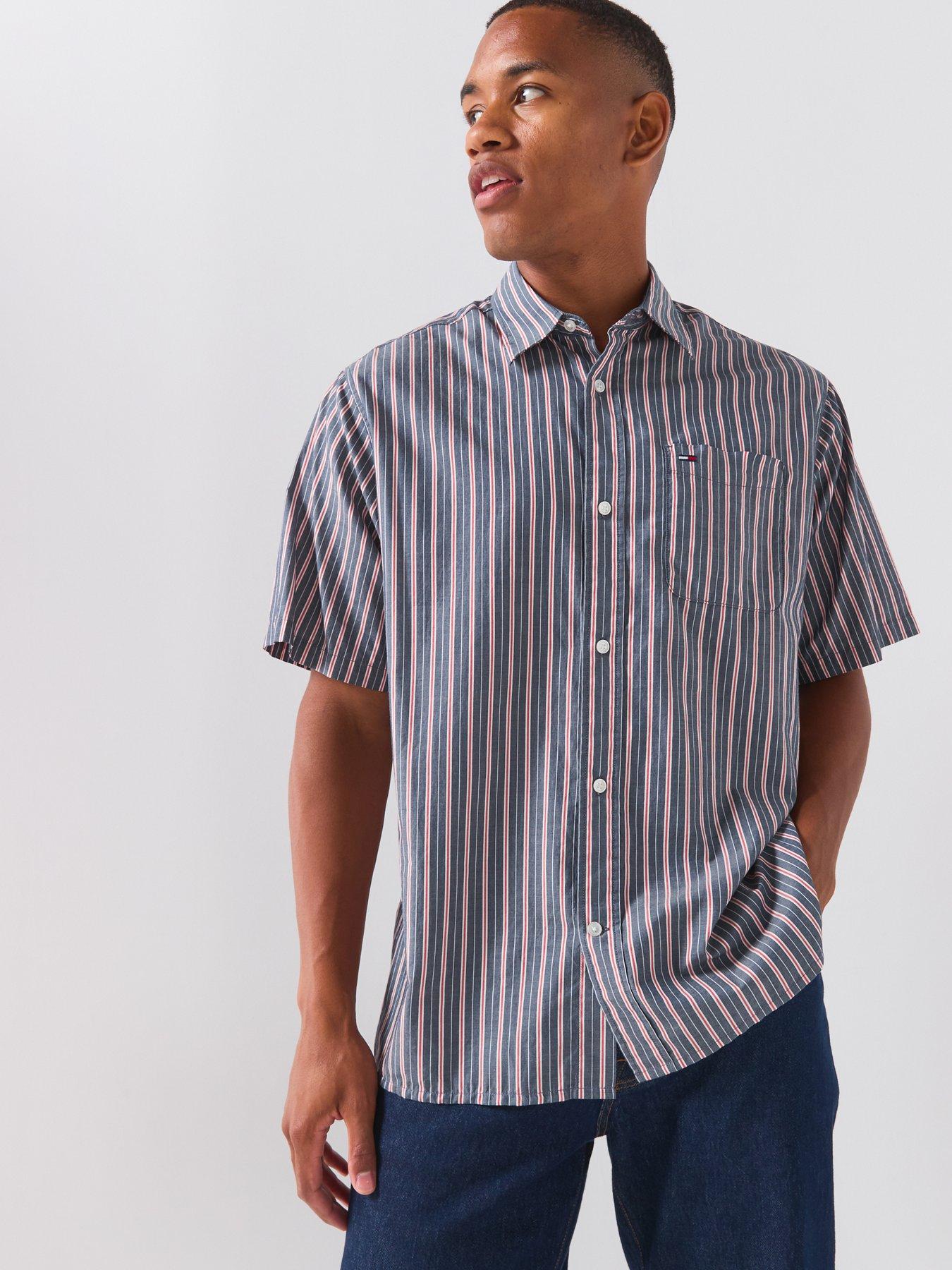 Tommy Jeans Relaced Poplin Stripe Shortsleeve Shirt - Navy
