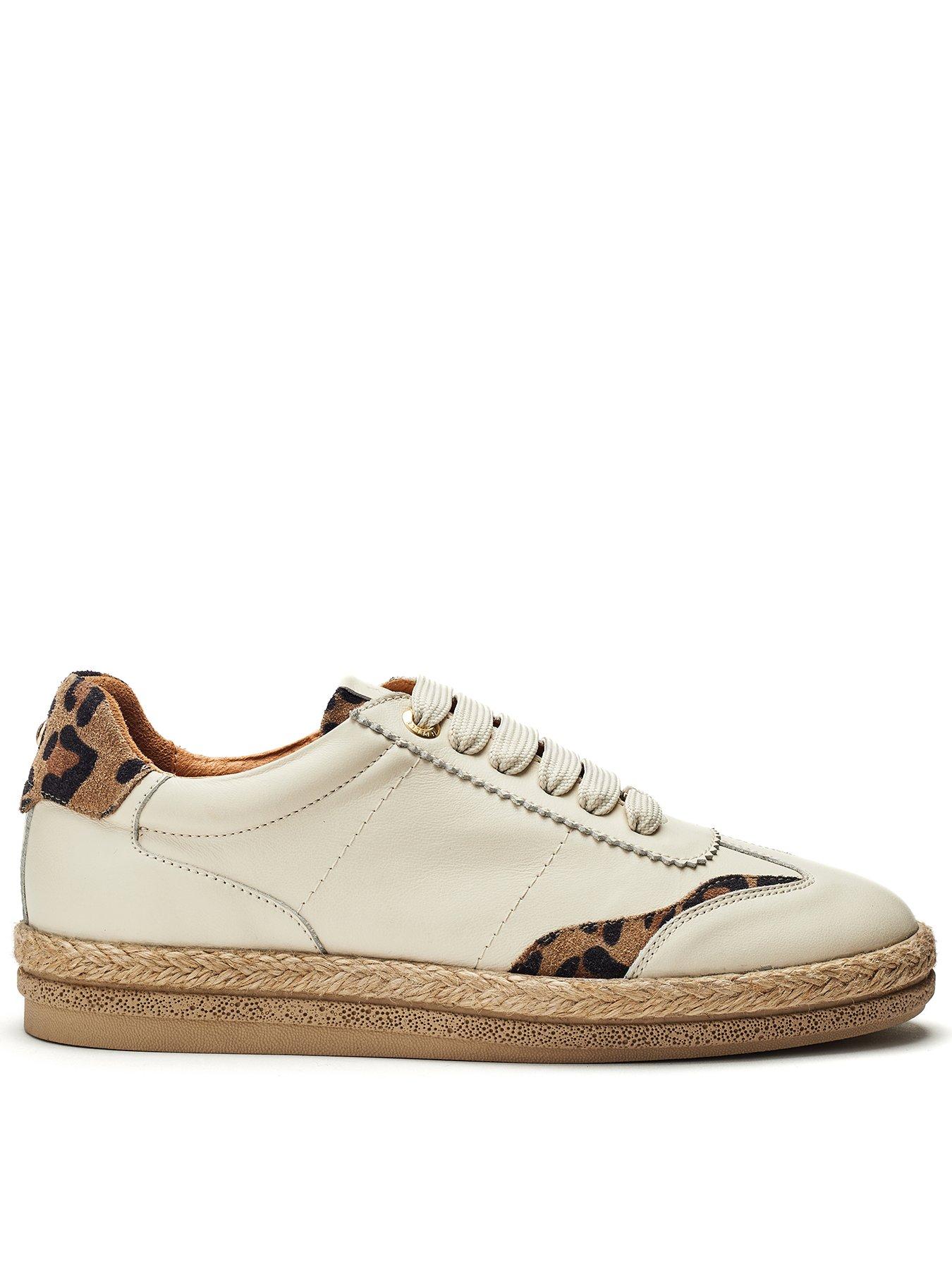 Image 1 of 3 of Moda In Pelle Baibe Off White Leather Multi Panel Trainer On Espadrille Sole Unit