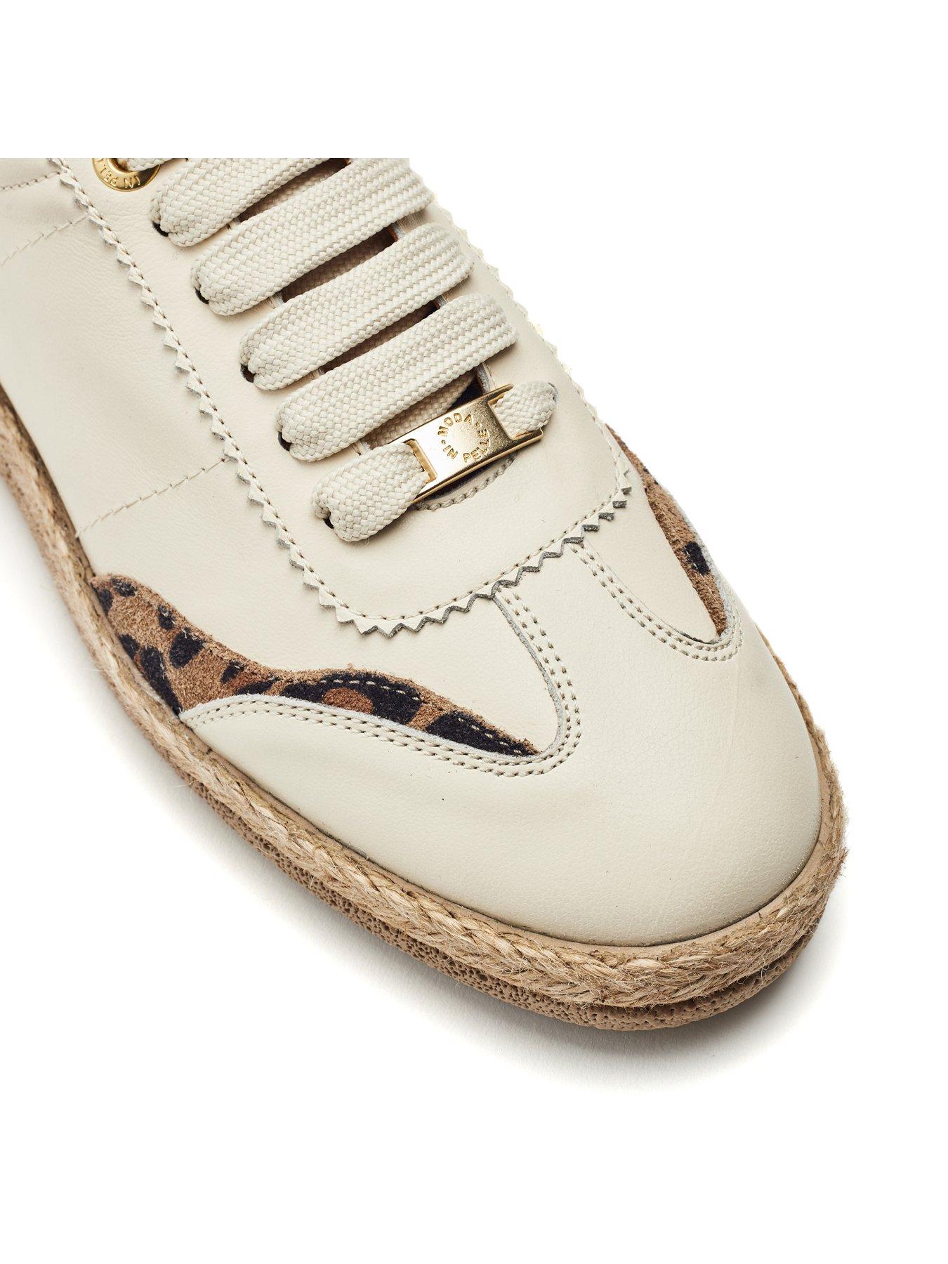 Image 3 of 3 of Moda In Pelle Baibe Off White Leather Multi Panel Trainer On Espadrille Sole Unit