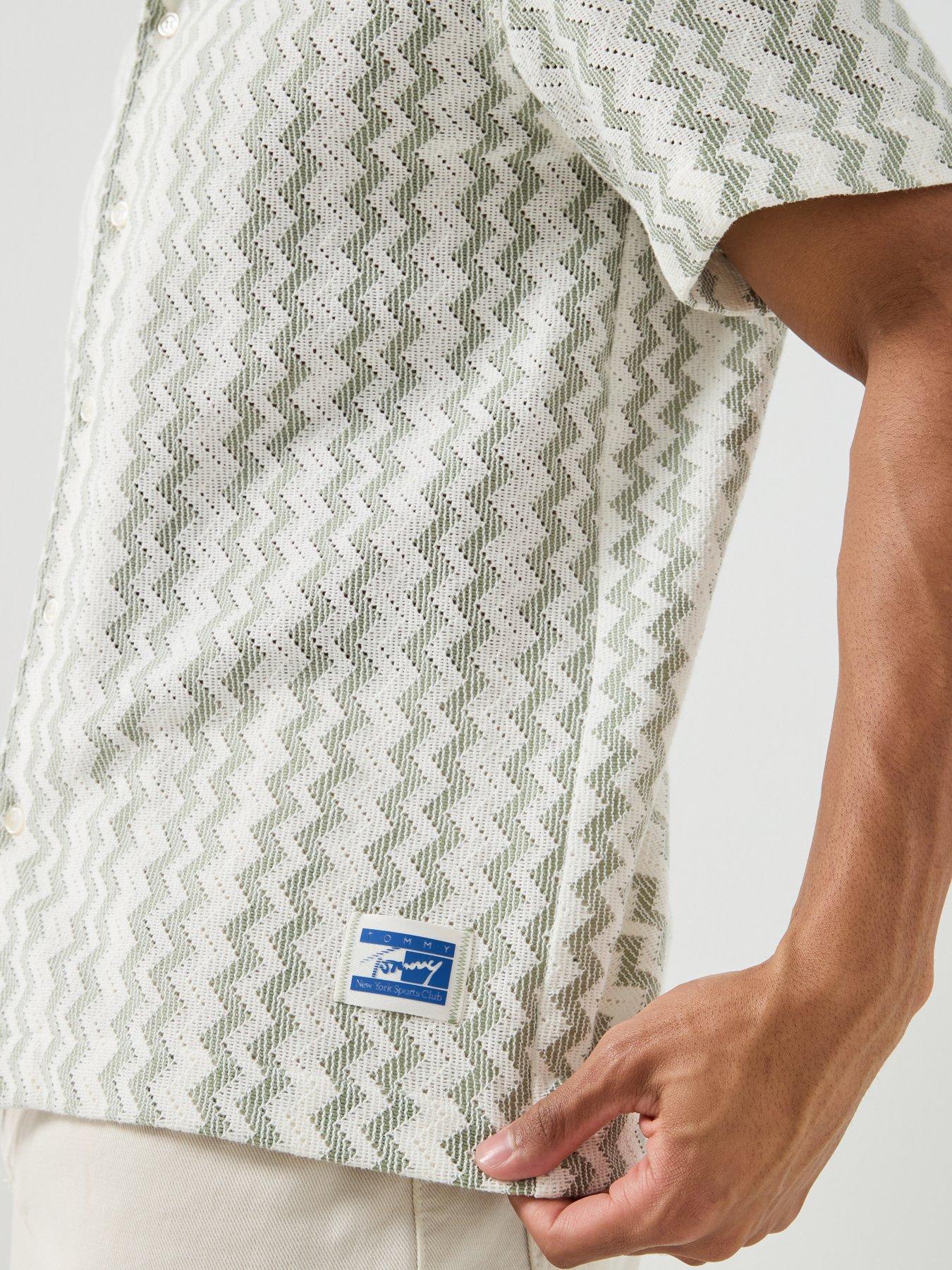 Image 4 of 6 of Tommy Jeans Club Textured Short Sleeve Shirt - Light Green