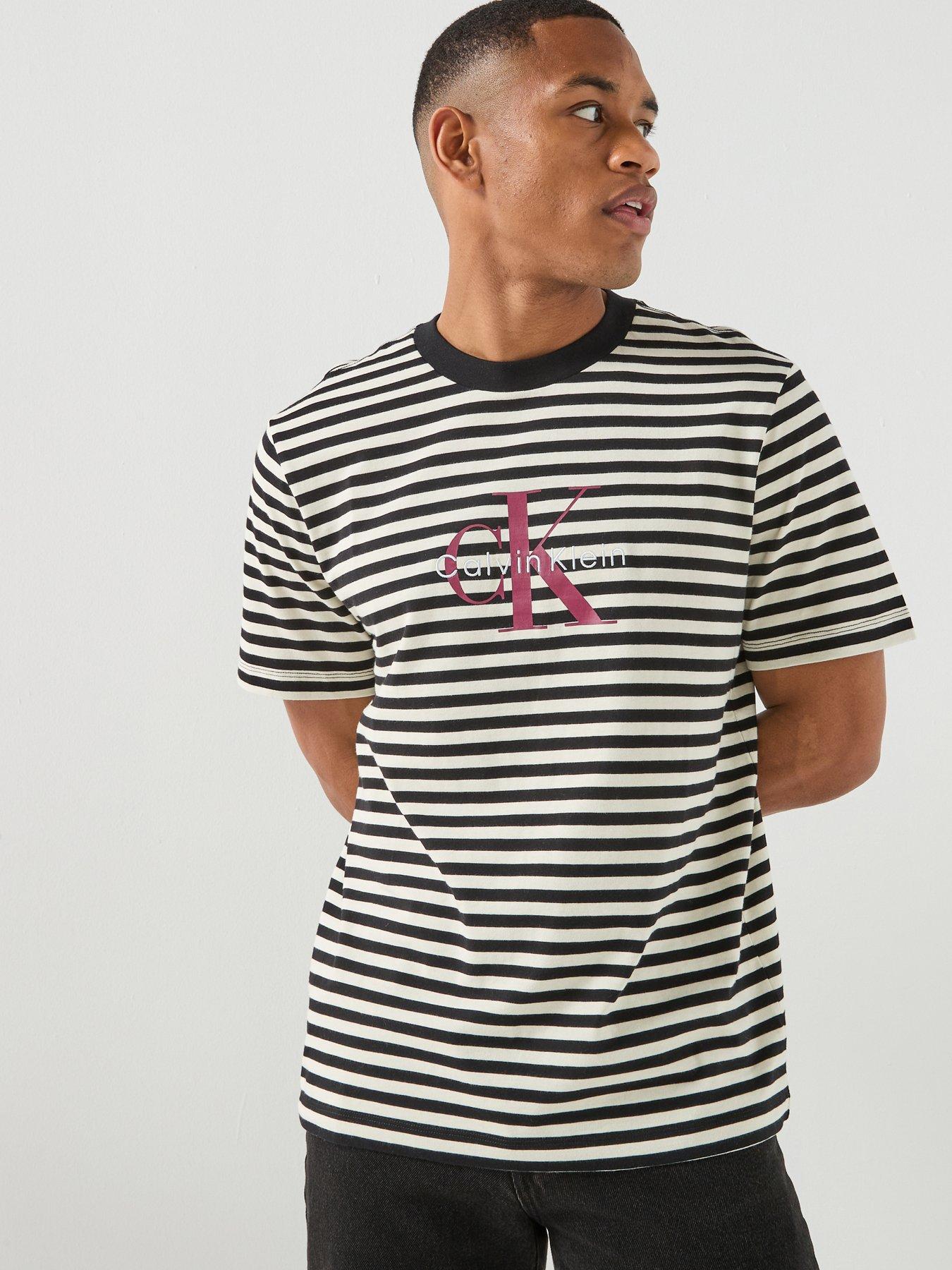 Calvin Klein Jeans Stripe Monologo T-Shirt - Black