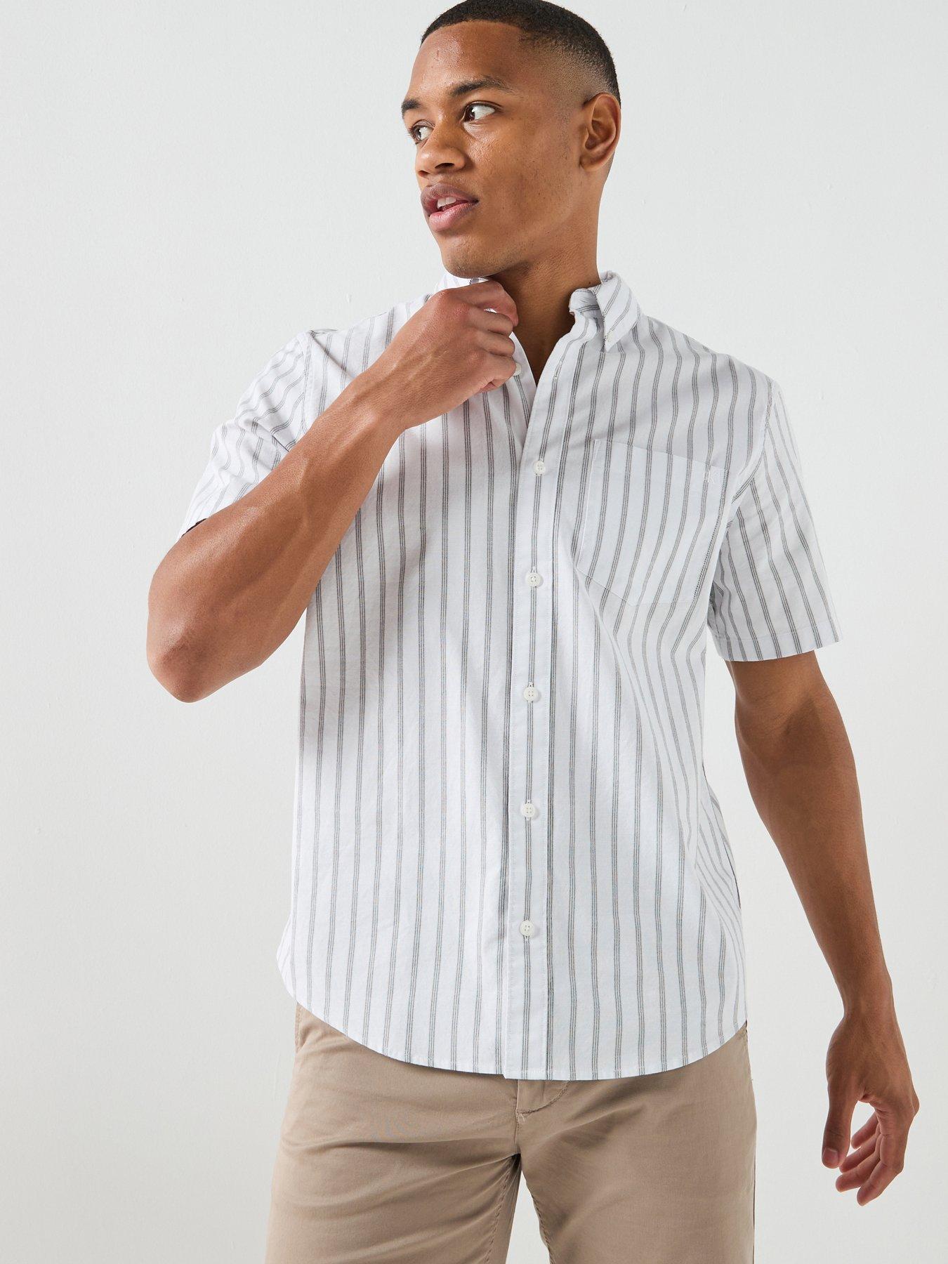 Image 1 of 5 of Calvin Klein Jeans SS YD Stripe Oxford Classic Shirt - White