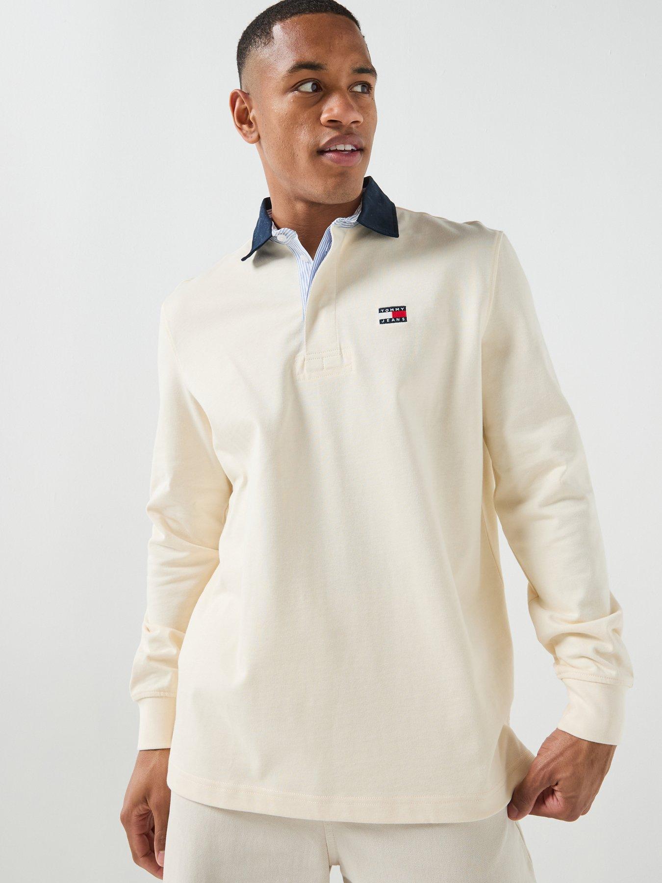 Tommy Jeans Relaxed Fit Badge Rugby Polo Shirt - Off White