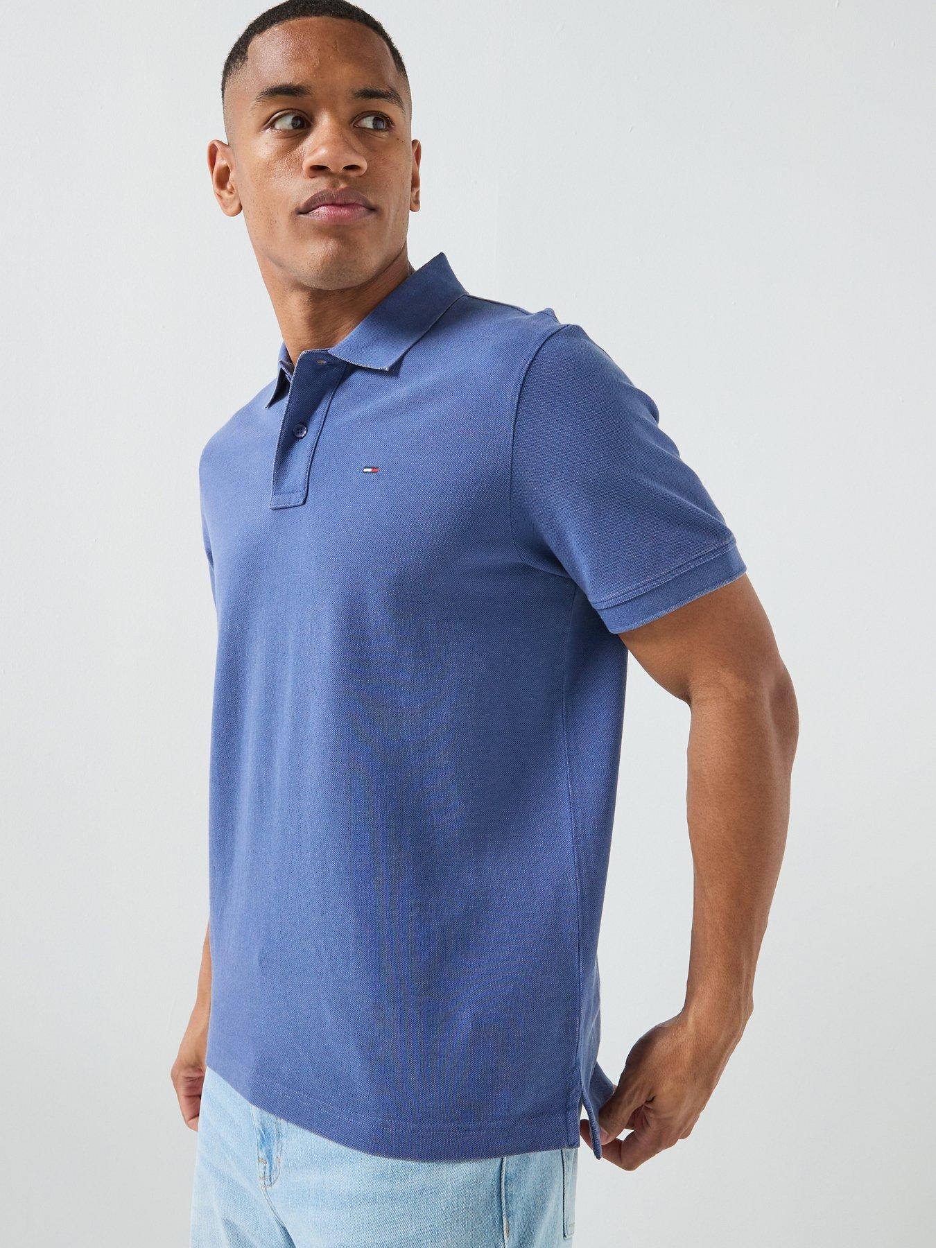 Tommy Jeans Reg Classic Flag Washed Polo - Blue
