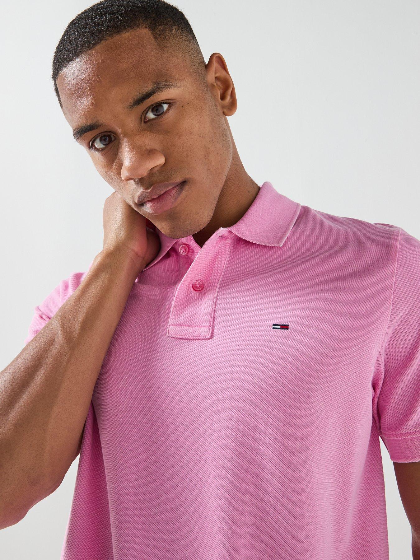 Image 4 of 5 of Tommy Jeans Reg Classic Flag Washed Polo - Light Pink