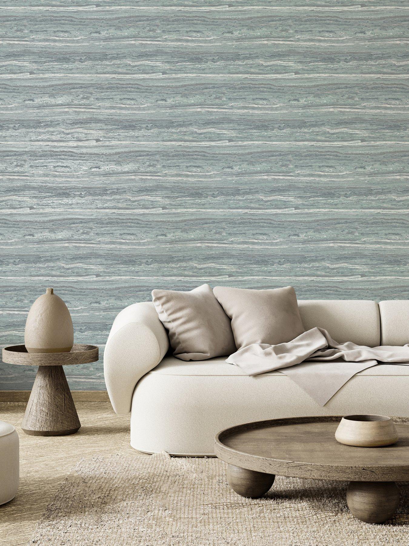 Image 1 of 3 of The Very Collection Textured Stone-Abyss Blue Wallpaper