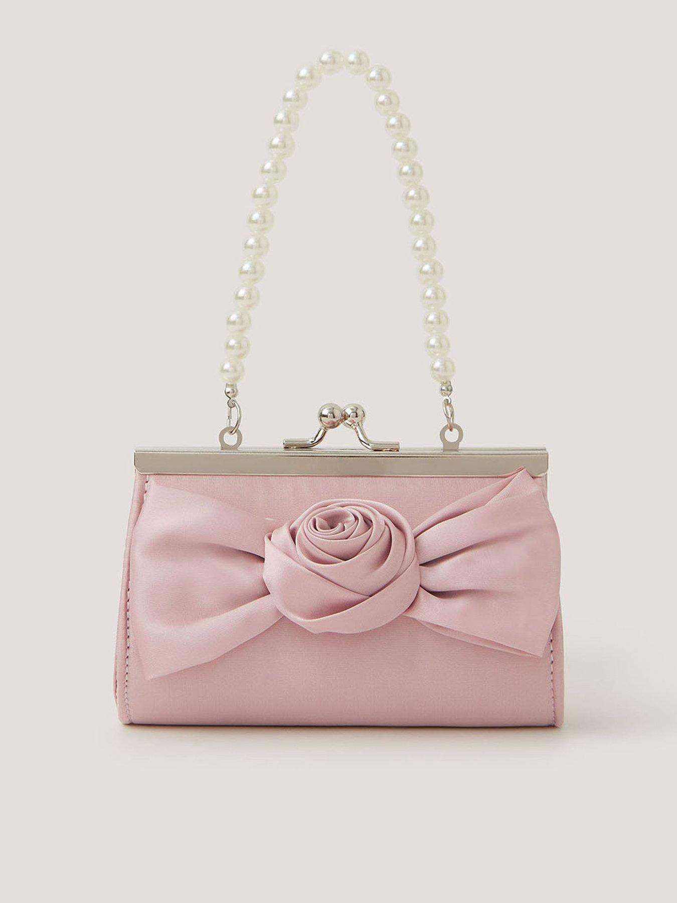 Monsoon Girls Mini Bridesmaid Rose Bow Bag - Light Pink