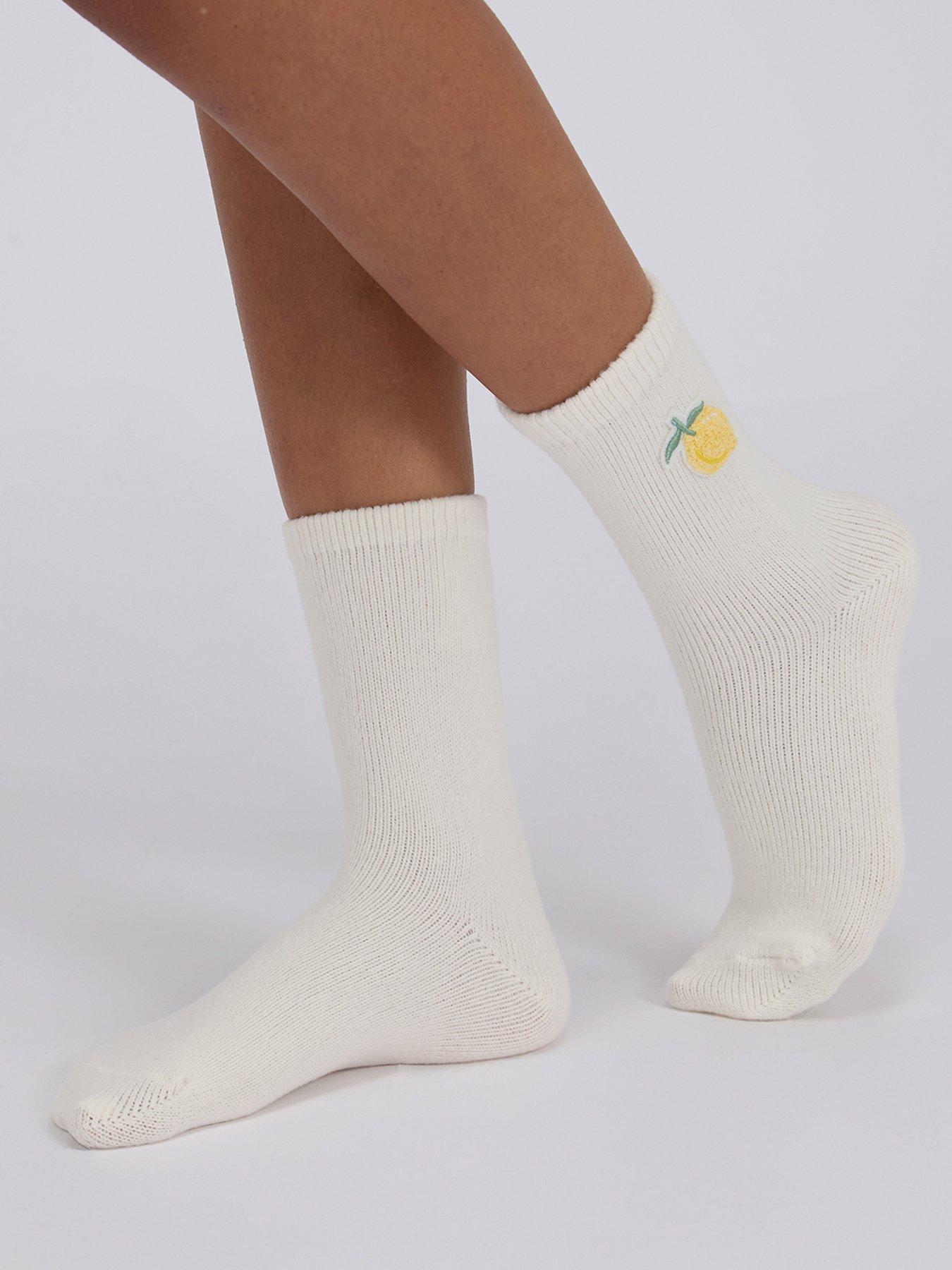 Image 1 of 3 of Boux Avenue Lemon Cosy Socks - White