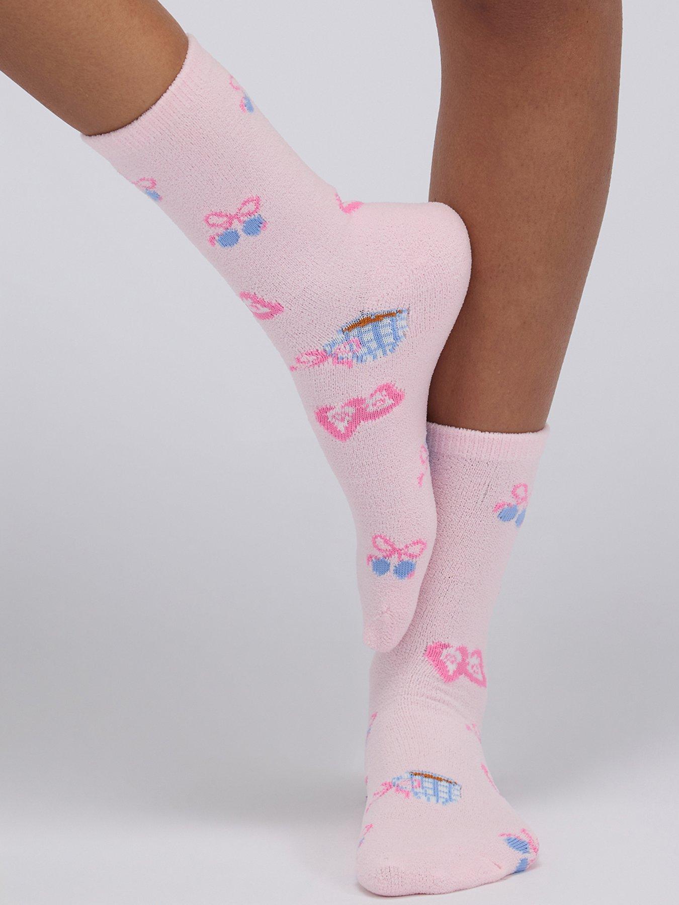 Image 1 of 4 of Boux Avenue Breakfast Print Cosy Socks - Pink