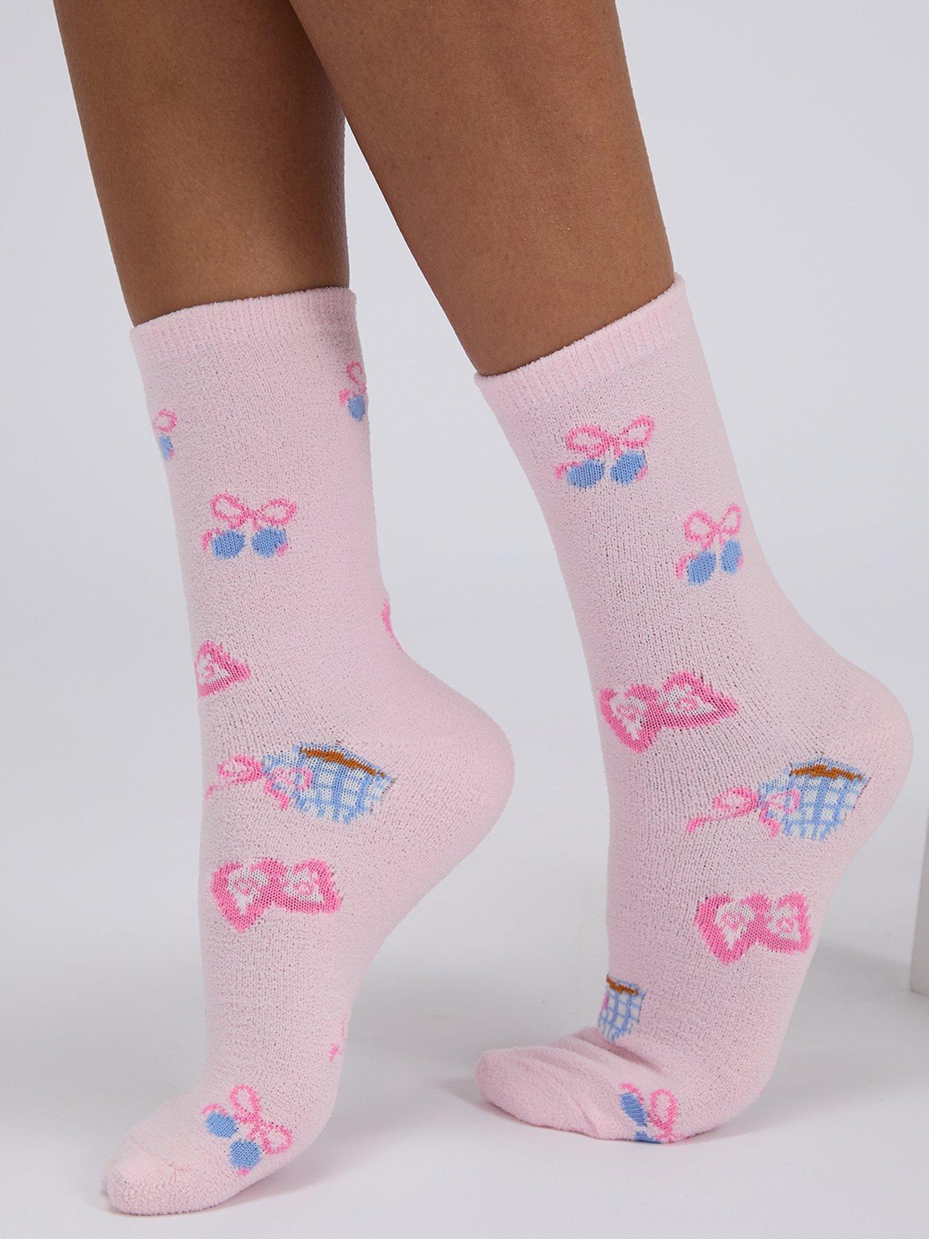 Image 2 of 4 of Boux Avenue Breakfast Print Cosy Socks - Pink