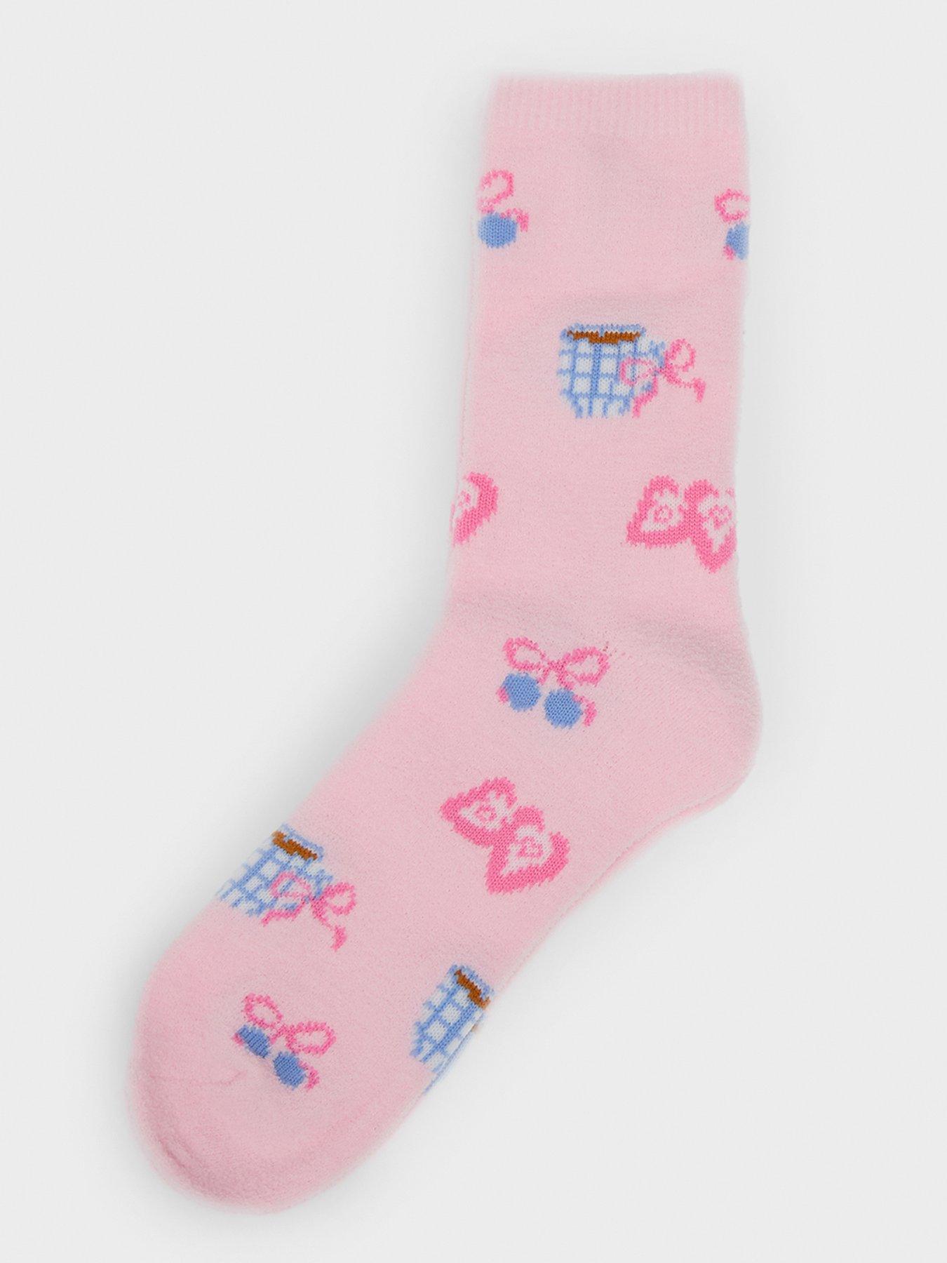 Image 3 of 4 of Boux Avenue Breakfast Print Cosy Socks - Pink