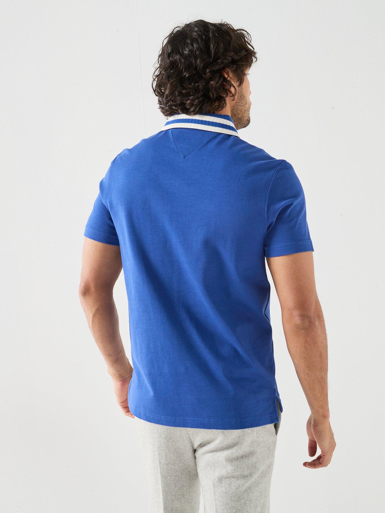 Image 2 of 6 of Tommy Hilfiger Left Chest Logo Tipped Polo Shirt - Blue