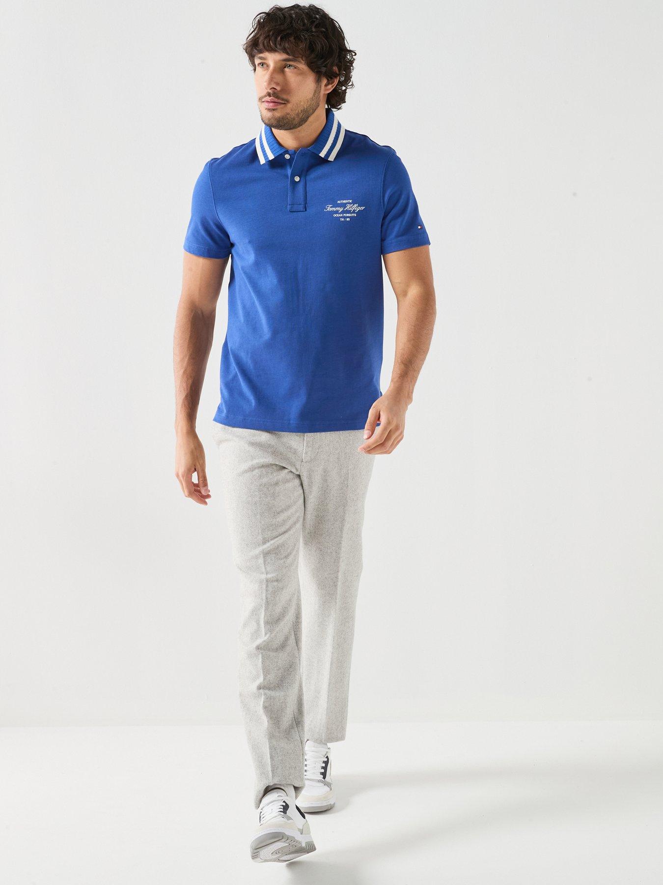 Image 3 of 6 of Tommy Hilfiger Left Chest Logo Tipped Polo Shirt - Blue