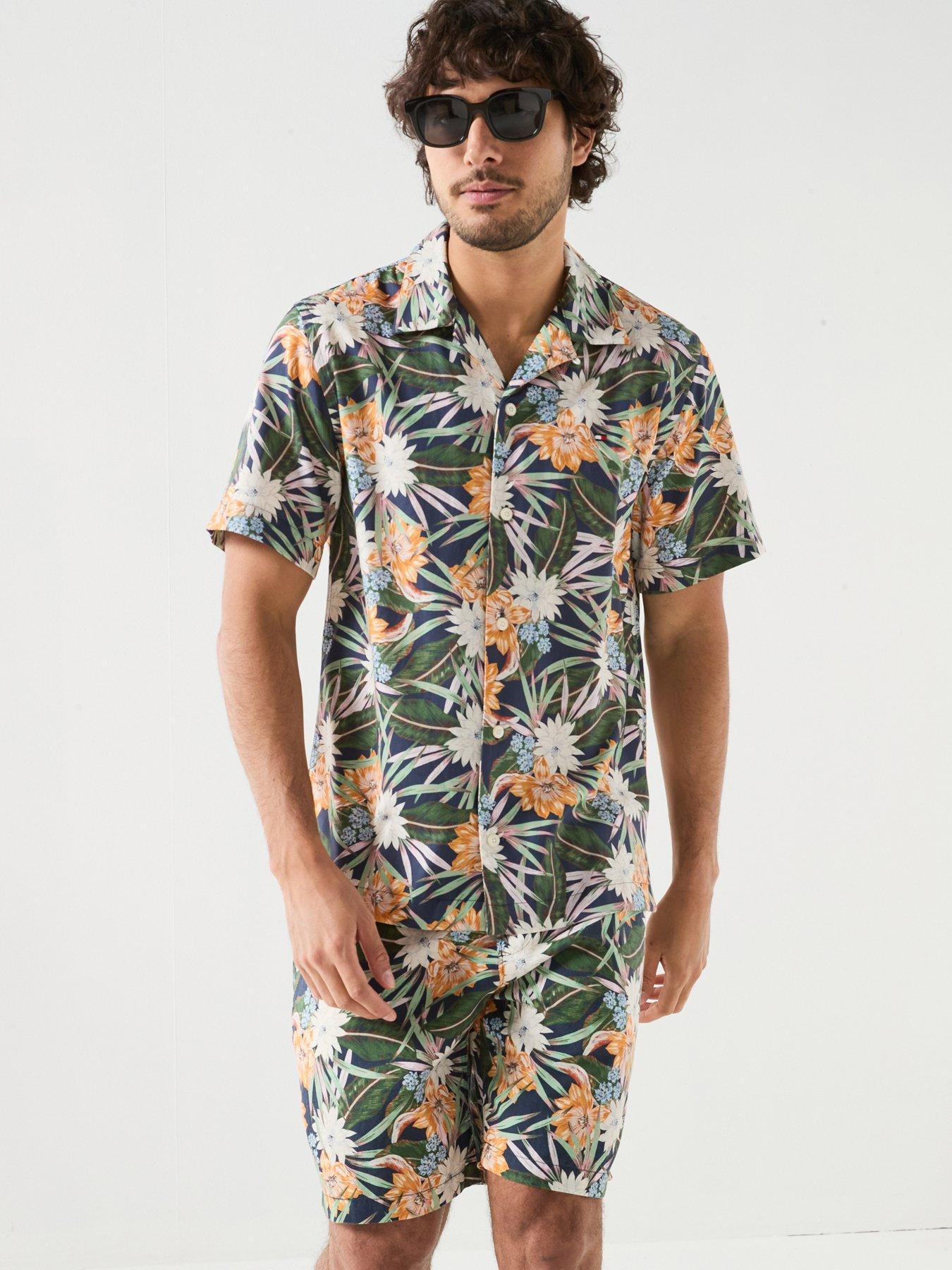 Tommy Hilfiger Floral Print Short Sleeve Shirt - Navy