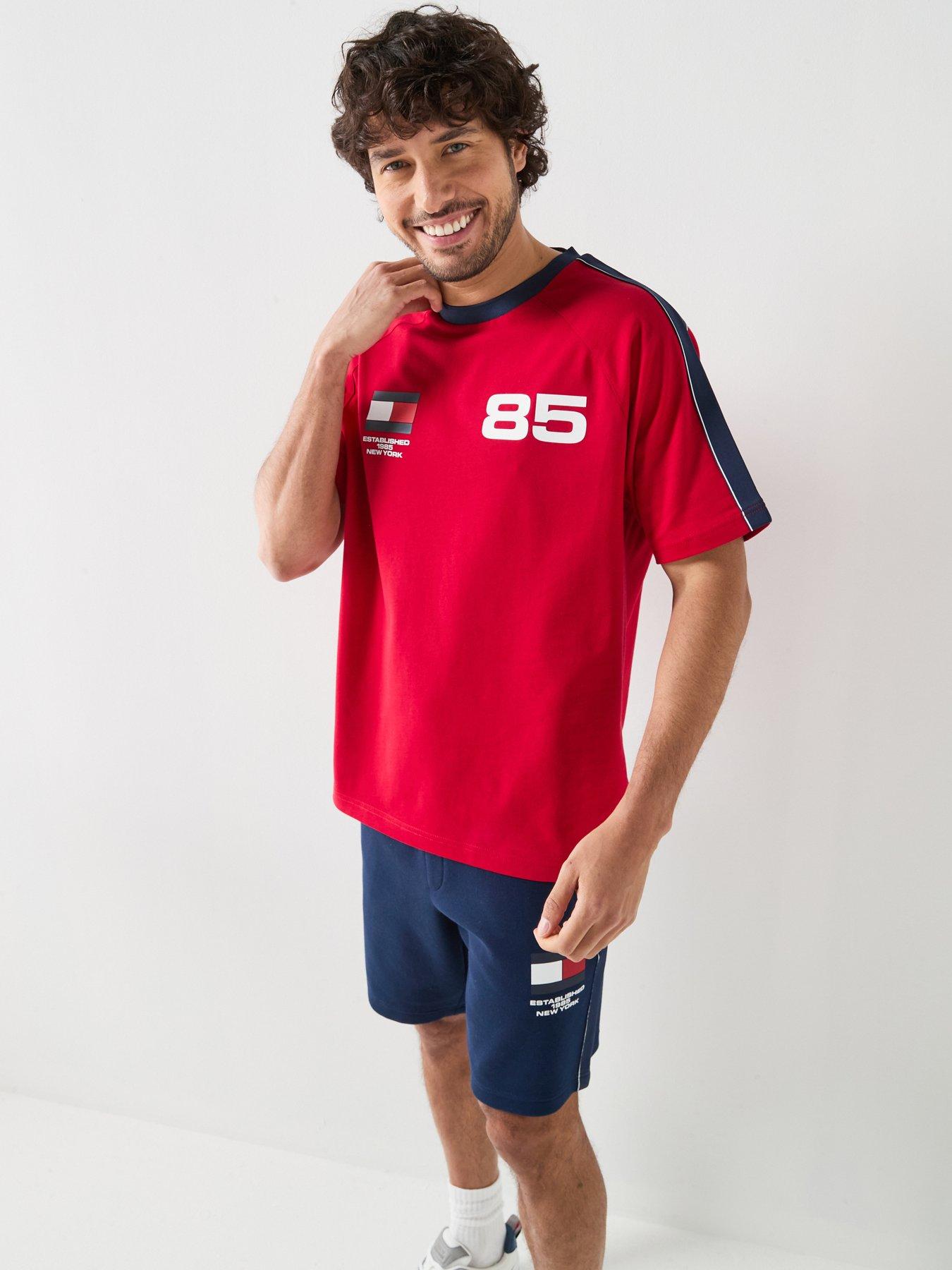 Image 1 of 6 of Tommy Hilfiger Countries Track Sweat Shorts - Navy