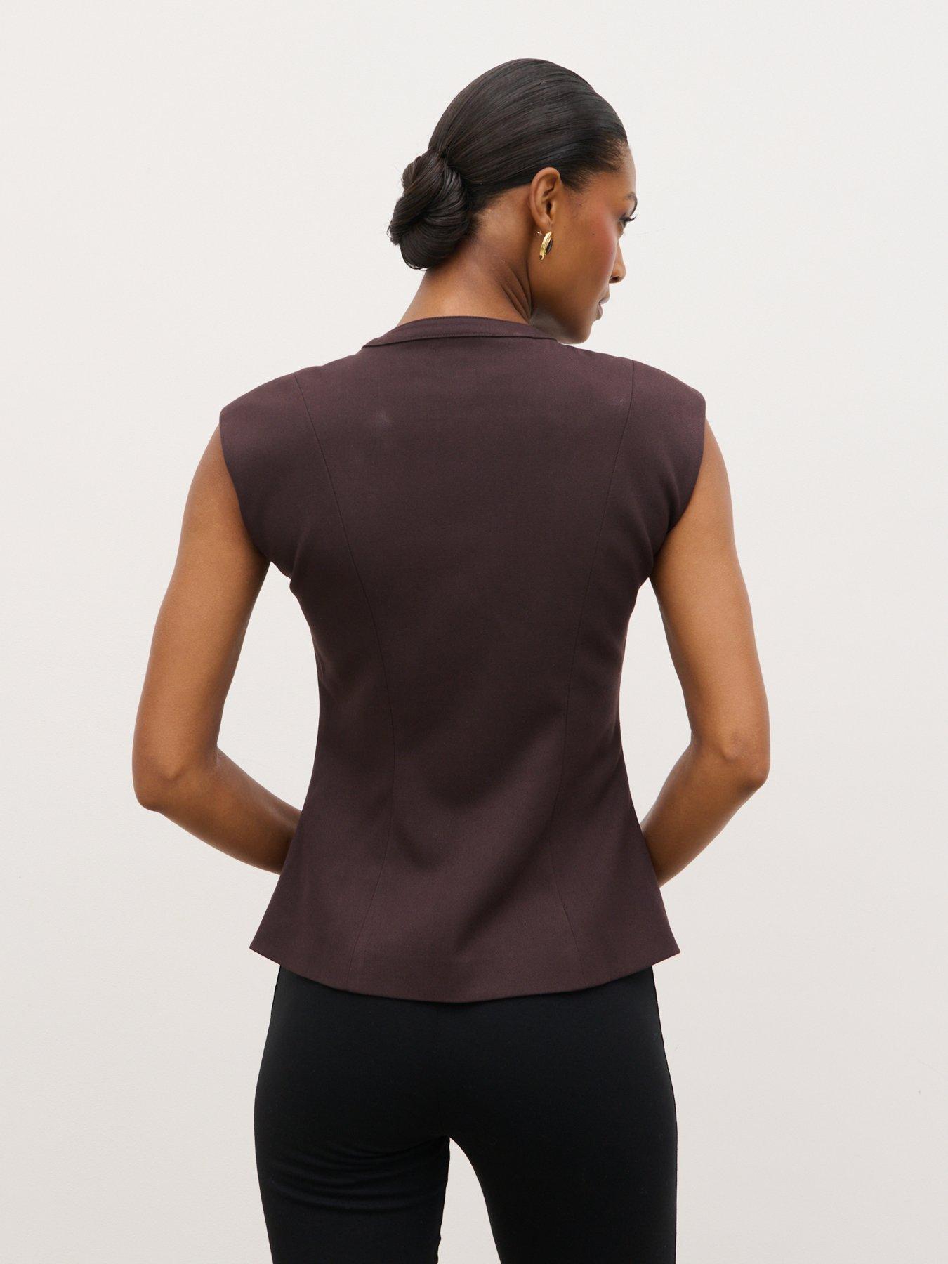 Image 2 of 4 of Pretty Lavish Hollyn Sleeveless Waistcoat - Brown