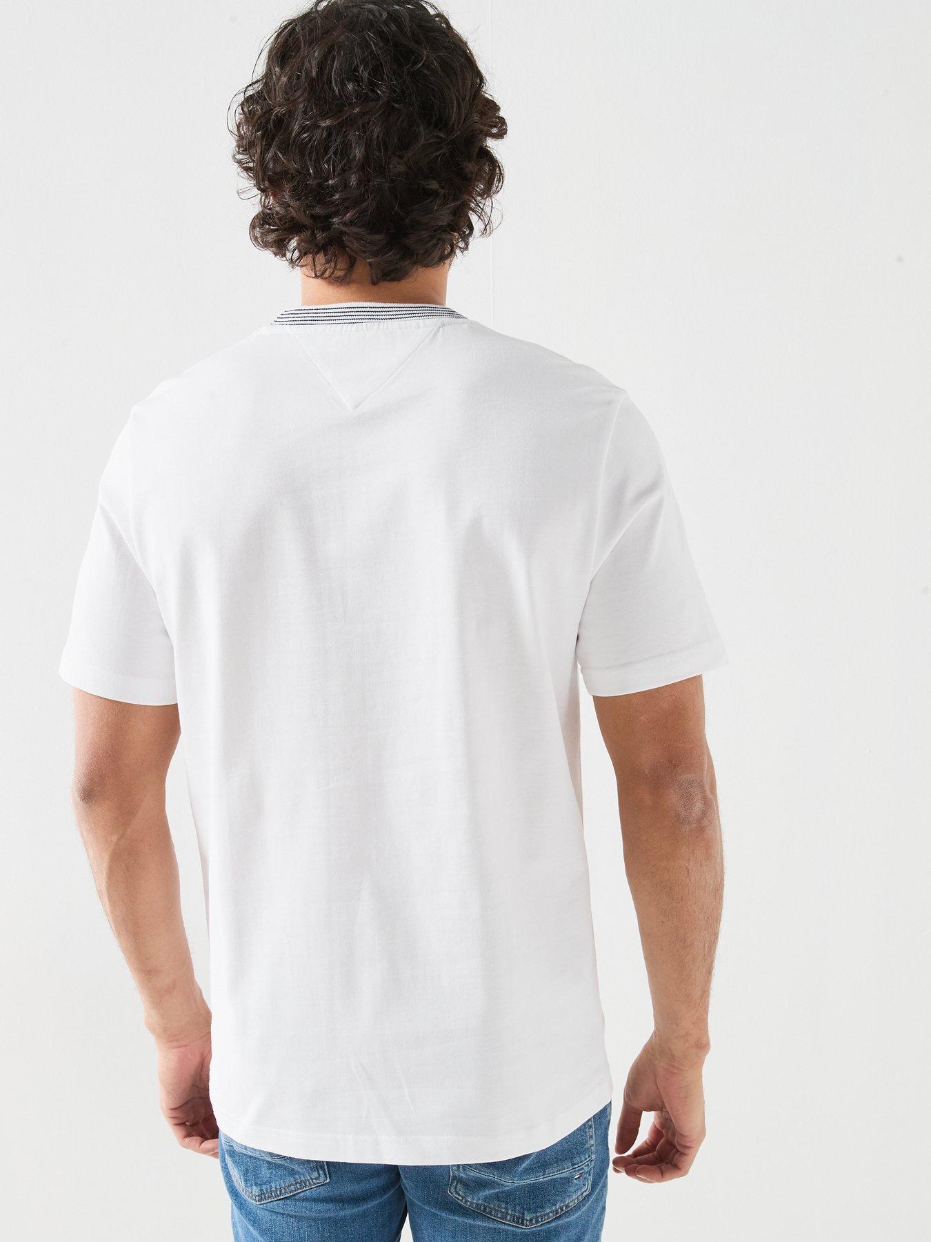 Image 2 of 6 of Tommy Hilfiger Nautical Script Logo Tipped Collar T-Shirt - White