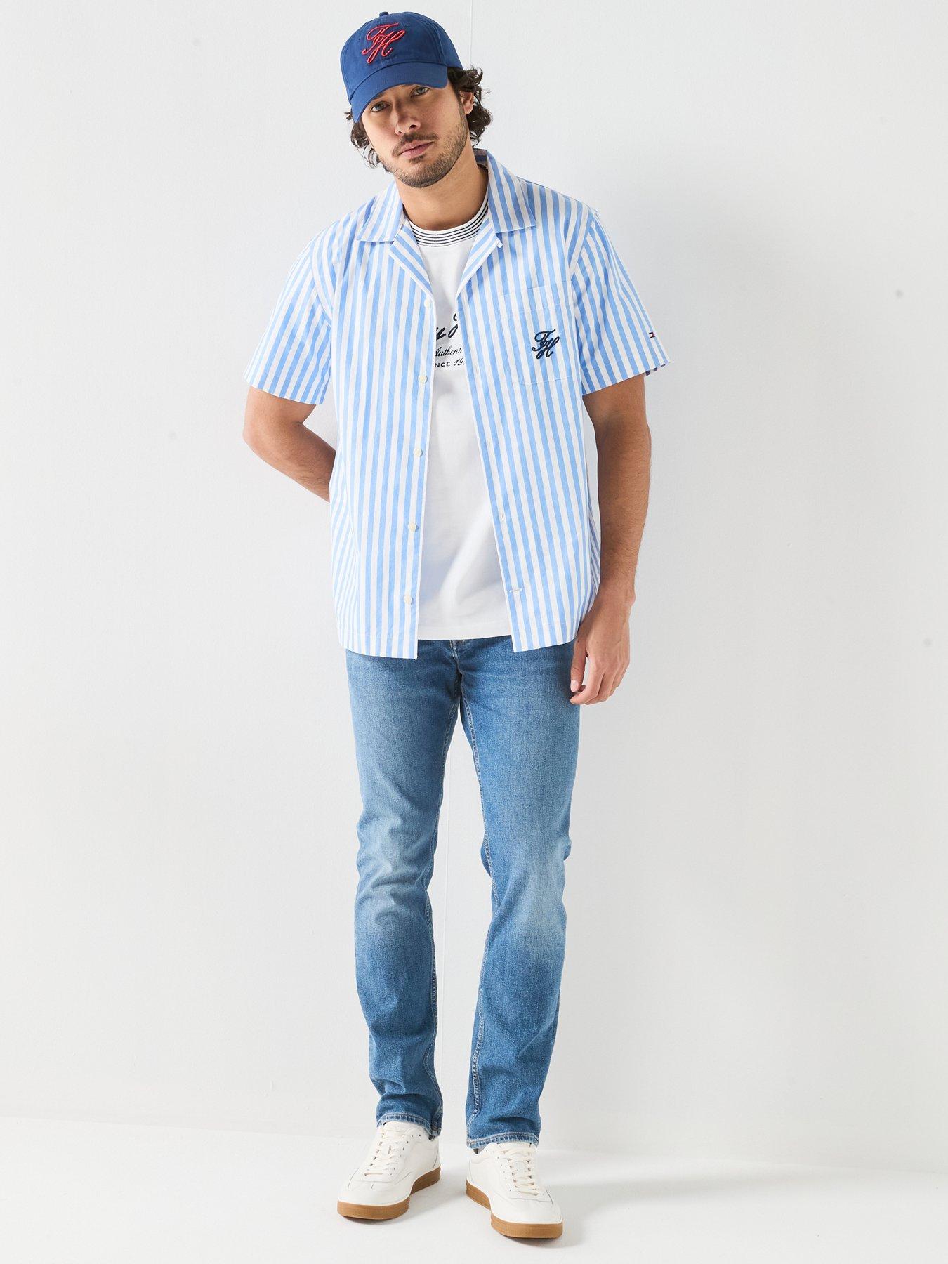 Image 5 of 6 of Tommy Hilfiger Nautical Script Logo Tipped Collar T-Shirt - White