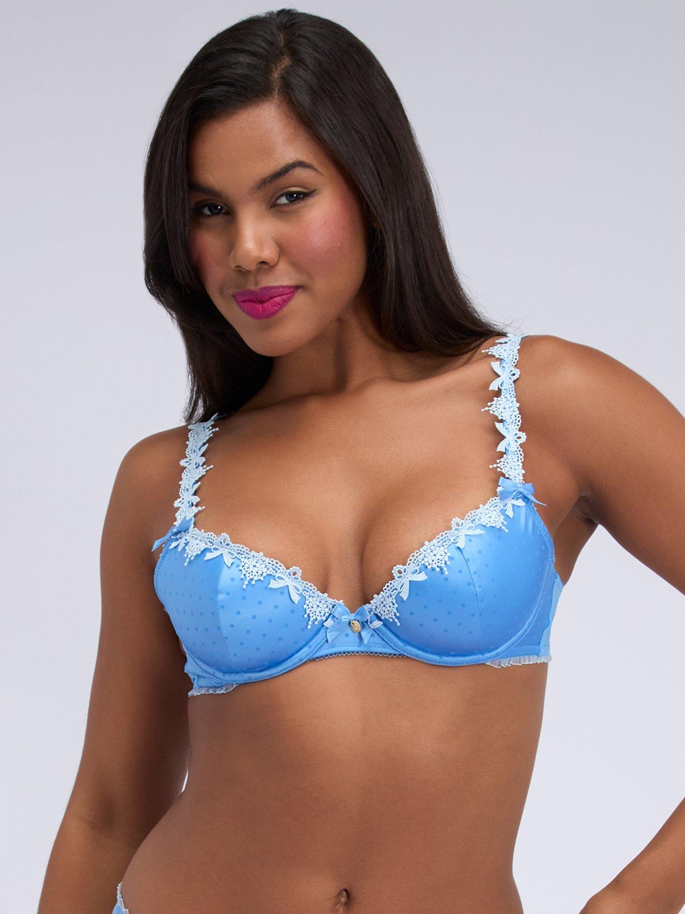 Image 1 of 5 of Boux Avenue Lark Satin Plunge Bra - Cornflower