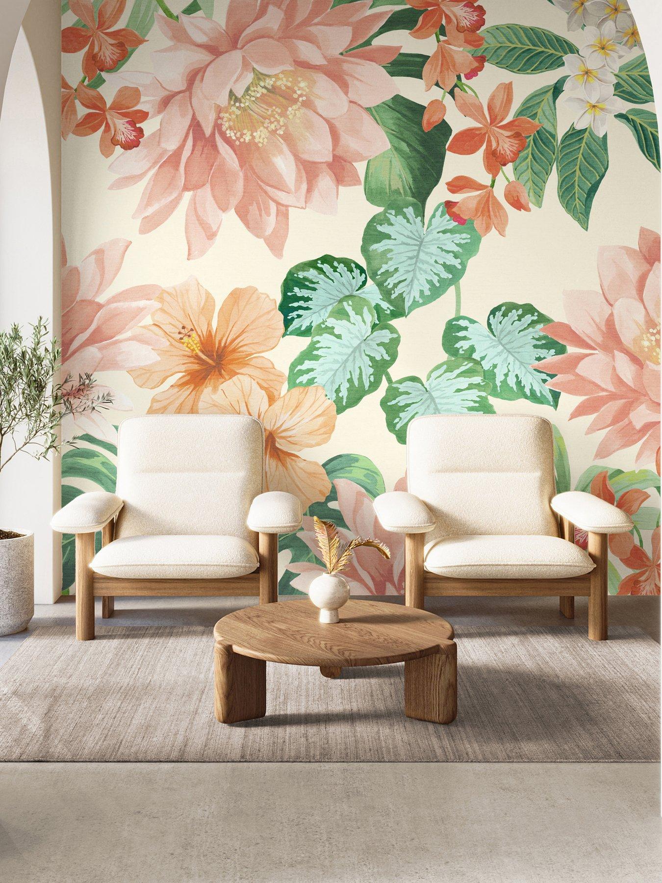 the-very-collection-tropical-floral-mural-coralfront